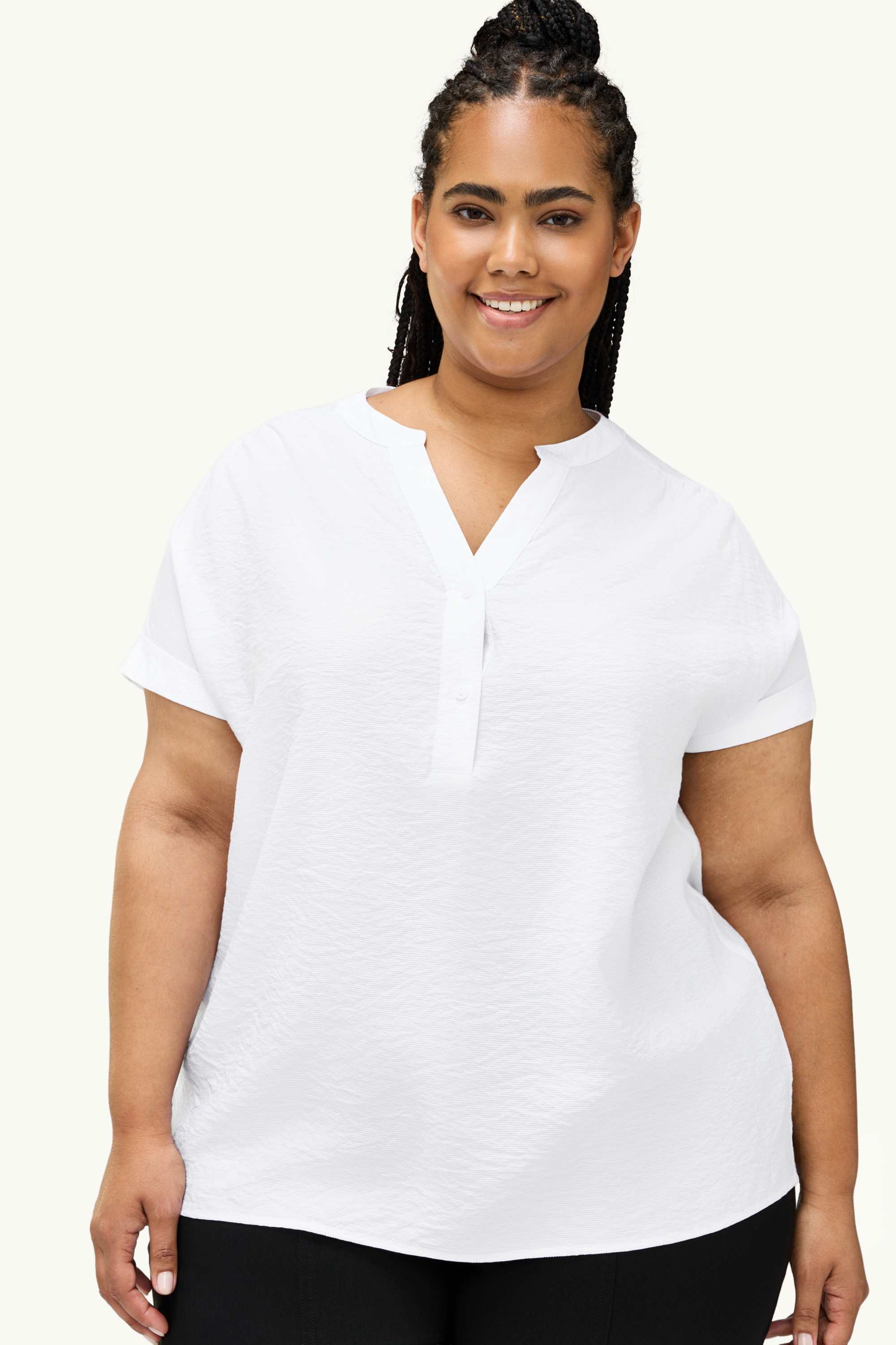 V-neck blouse - textured white