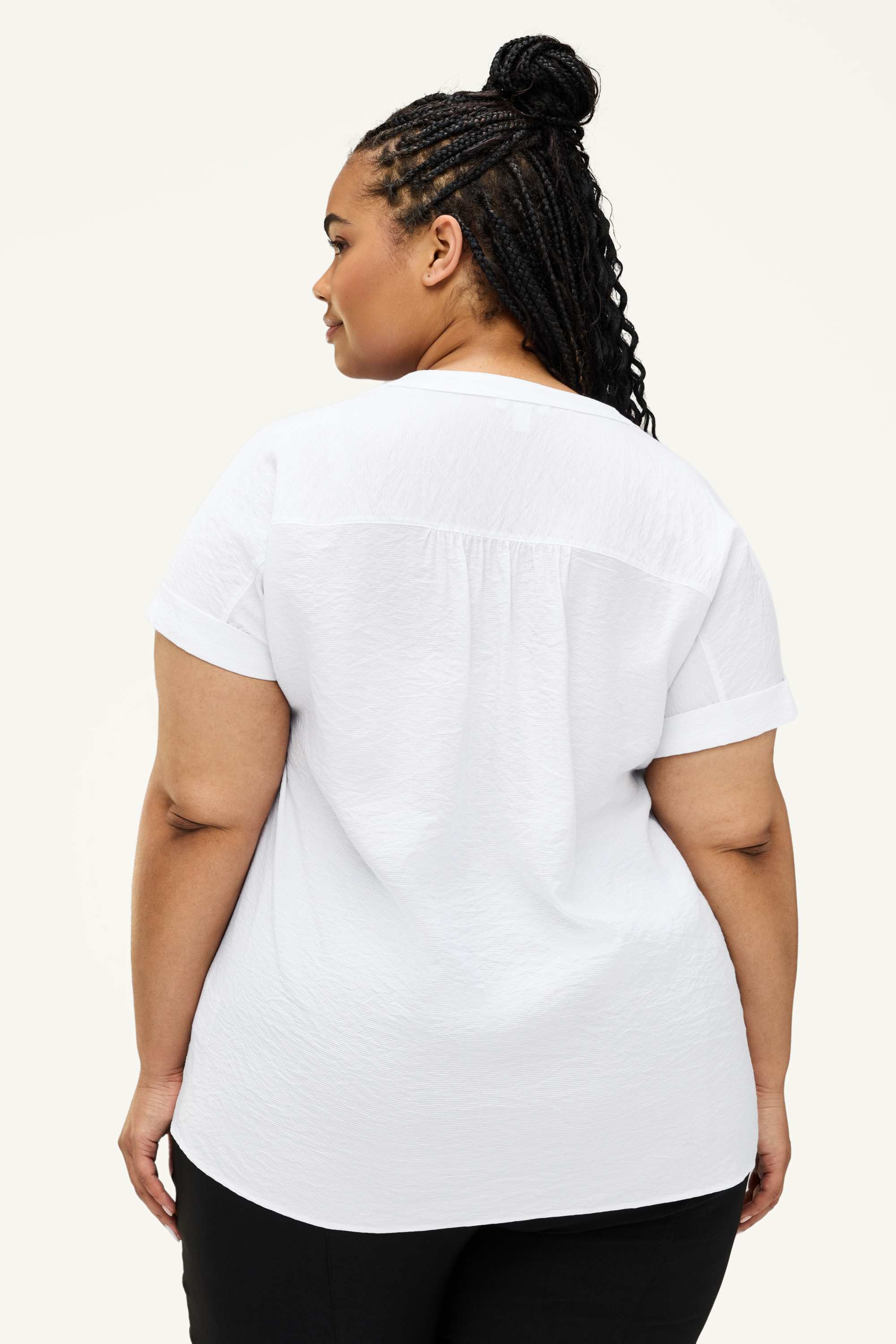 V-neck blouse - textured white