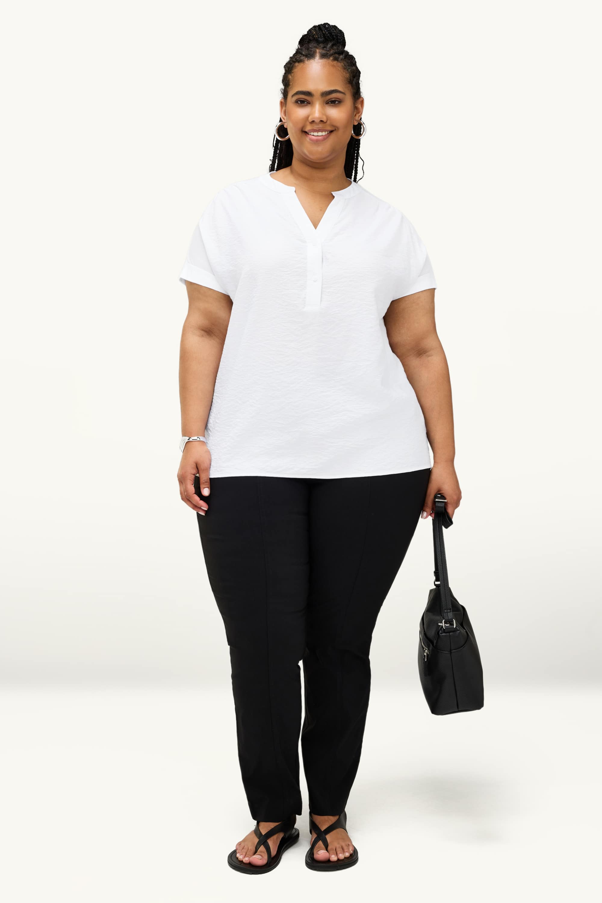V-neck blouse - textured white