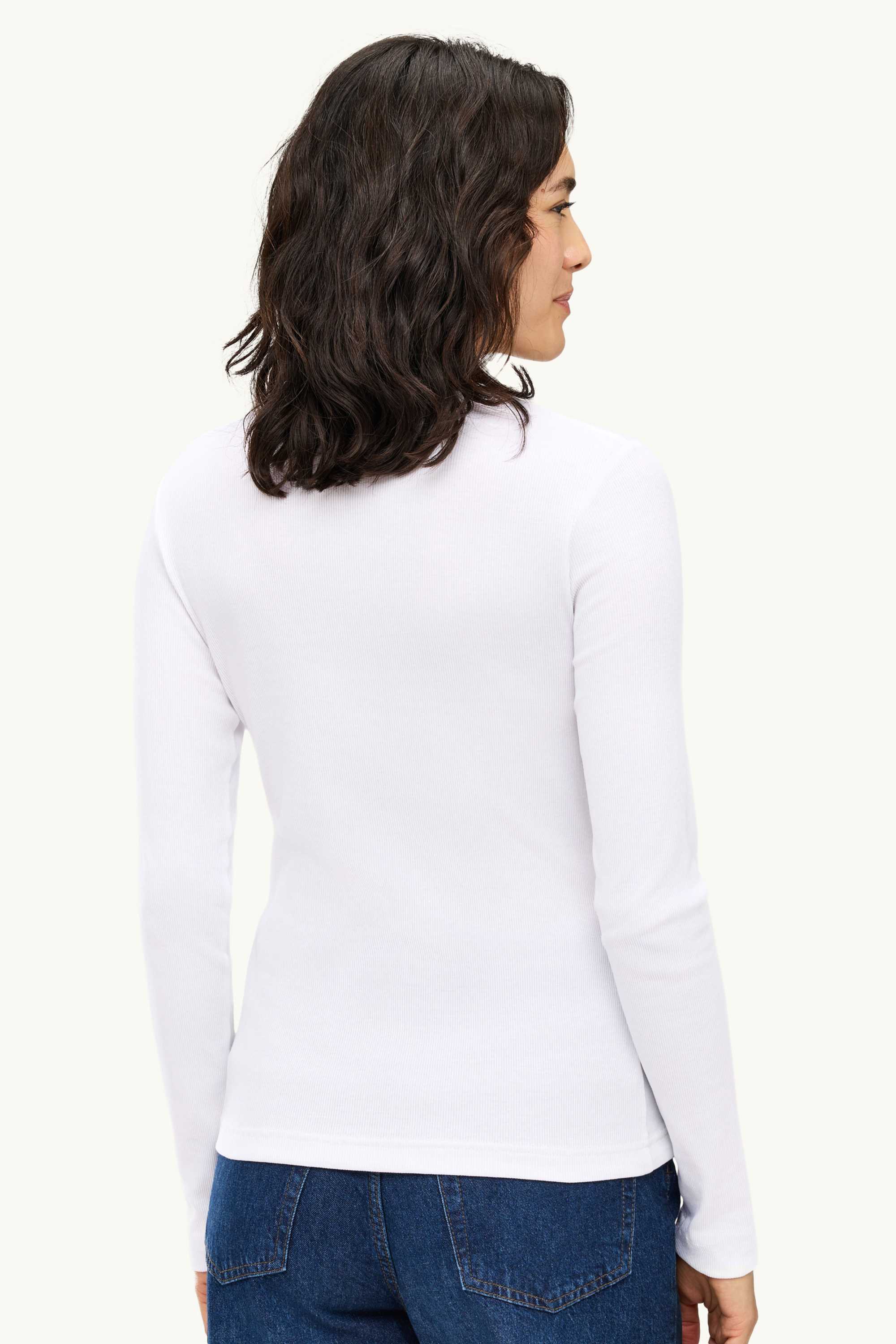 Long sleeve top - slim fit - ribbed white