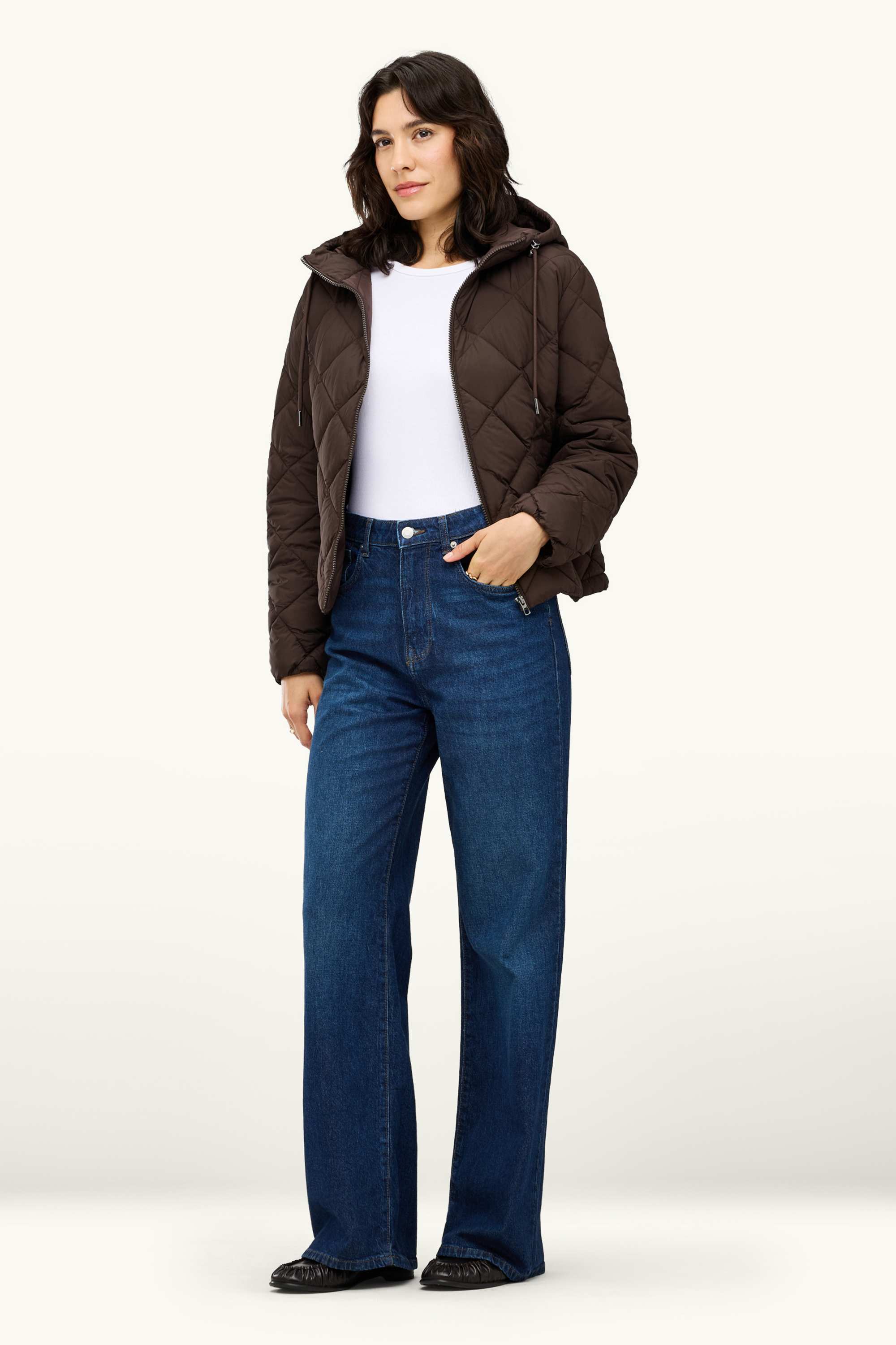 Long sleeve top - slim fit - ribbed white