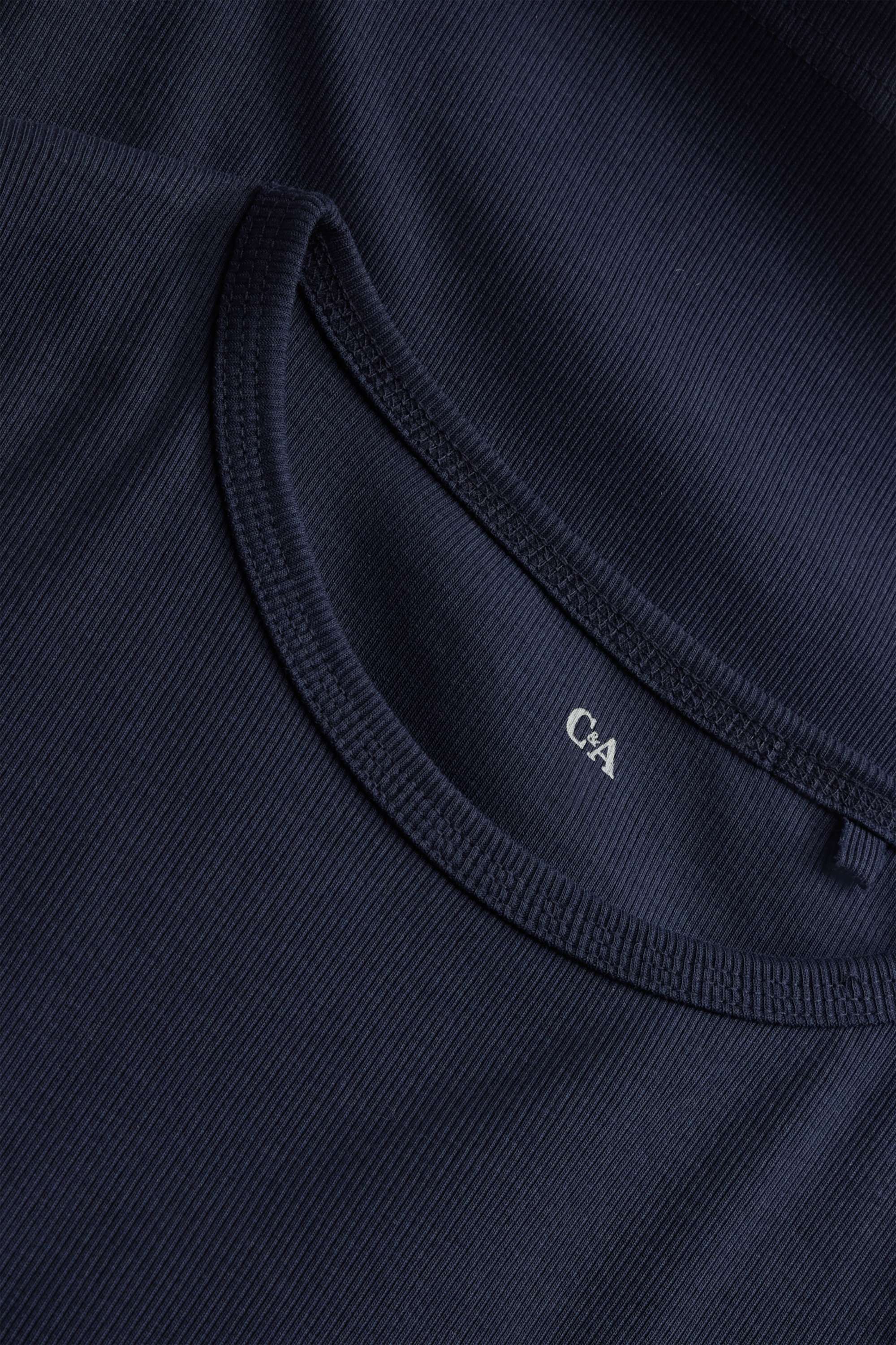Long sleeve top - slim fit - ribbed dark blue