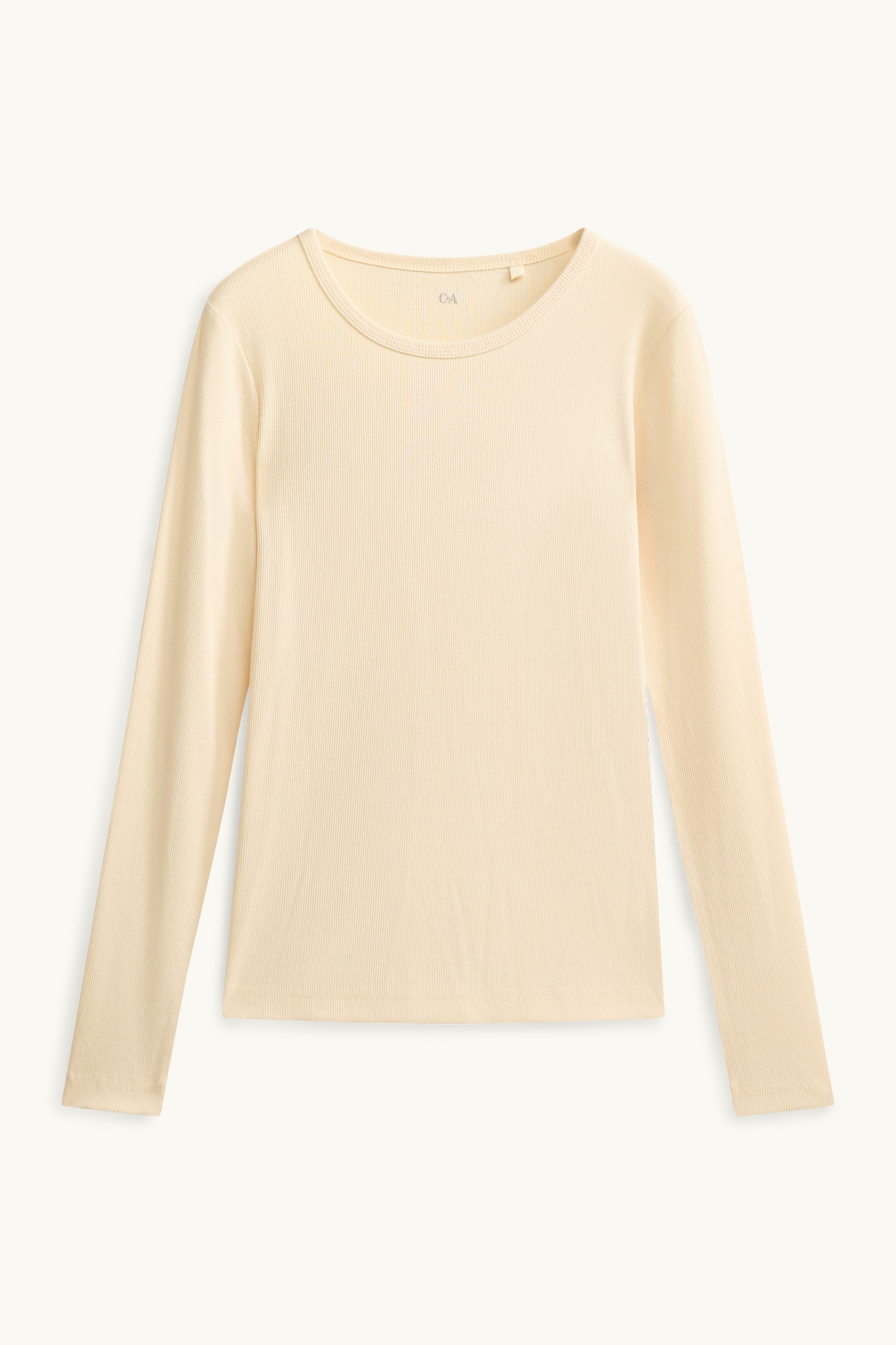 Long sleeve top - slim fit - ribbed light yellow