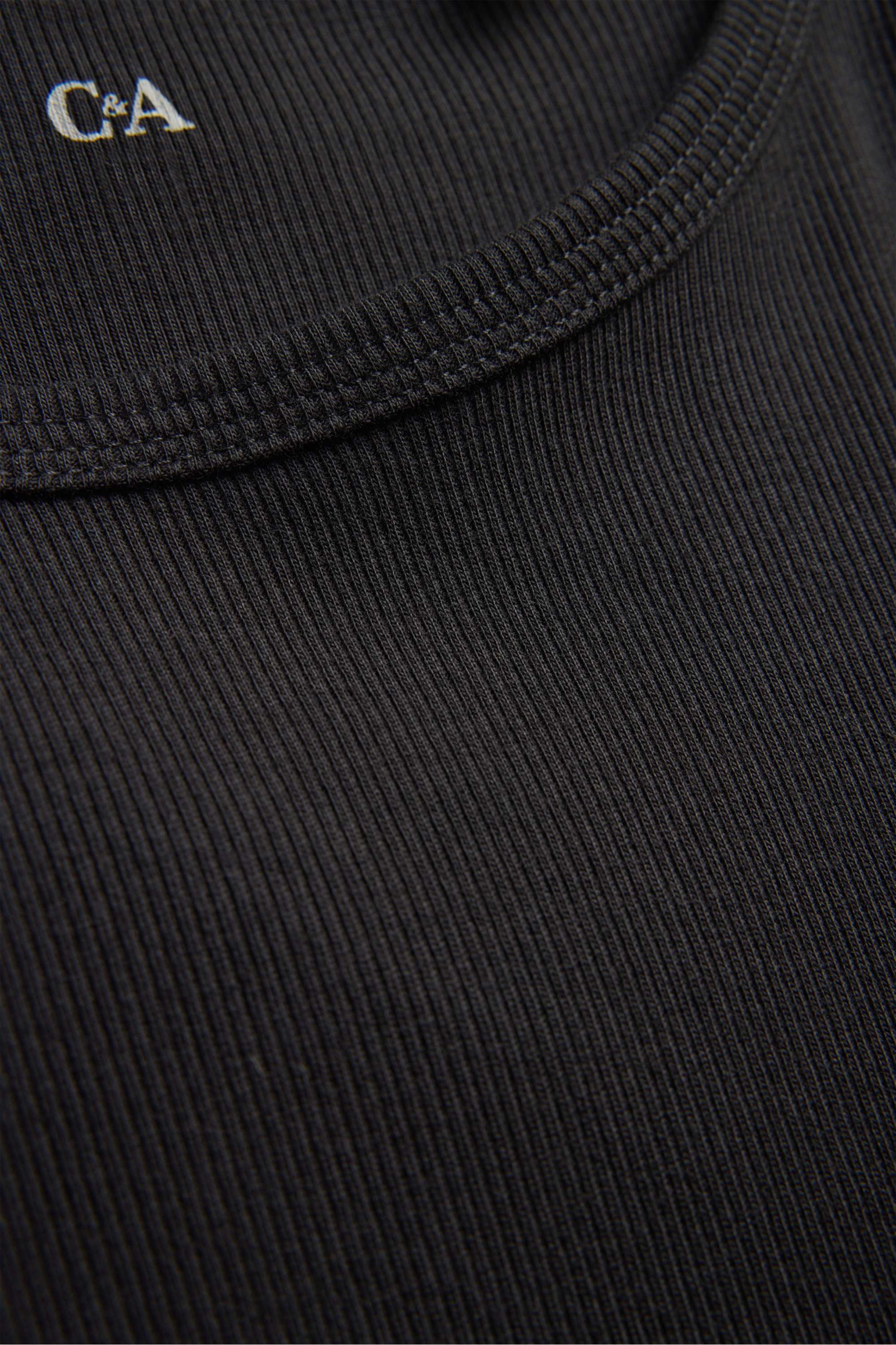Long sleeve top - slim fit - ribbed black