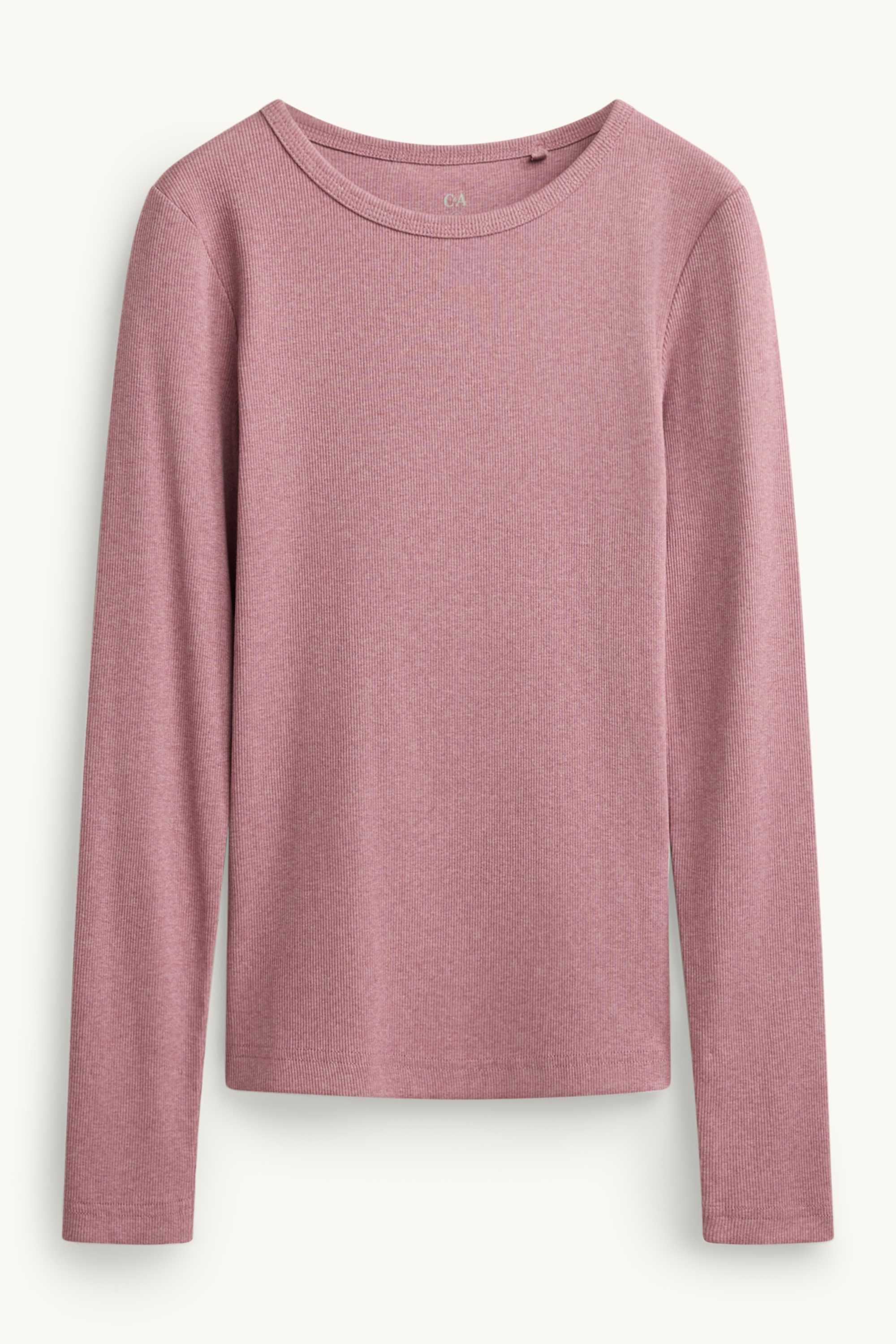 Long sleeve top - slim fit - ribbed pale pink