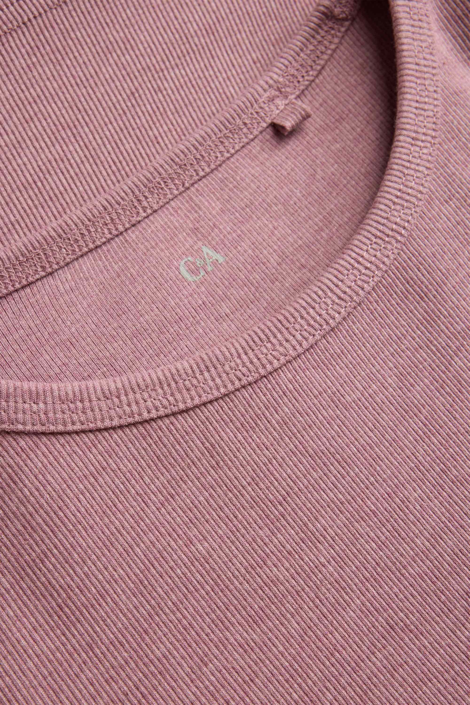 Long sleeve top - slim fit - ribbed pale pink