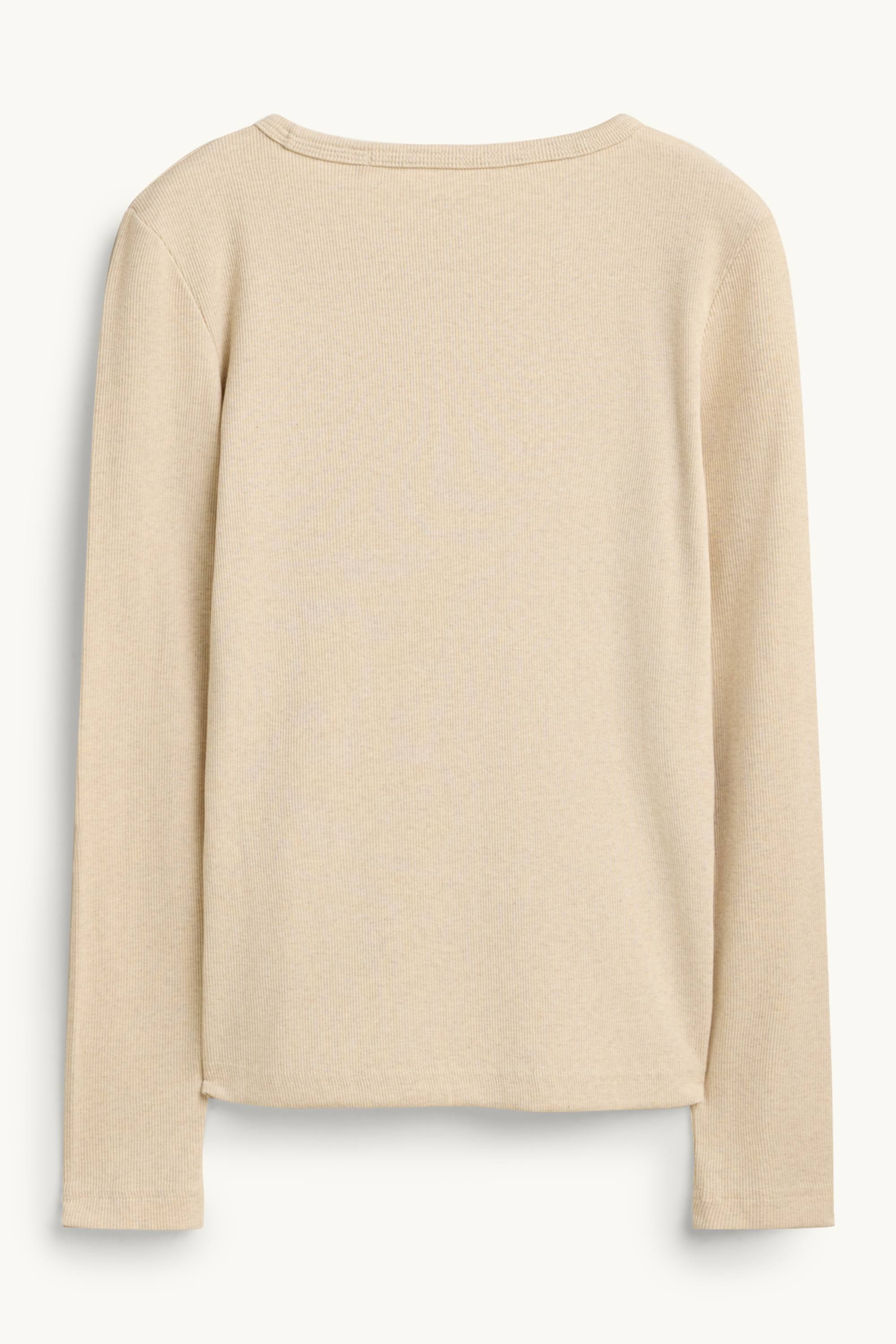 Long sleeve top - slim fit - ribbed light beige