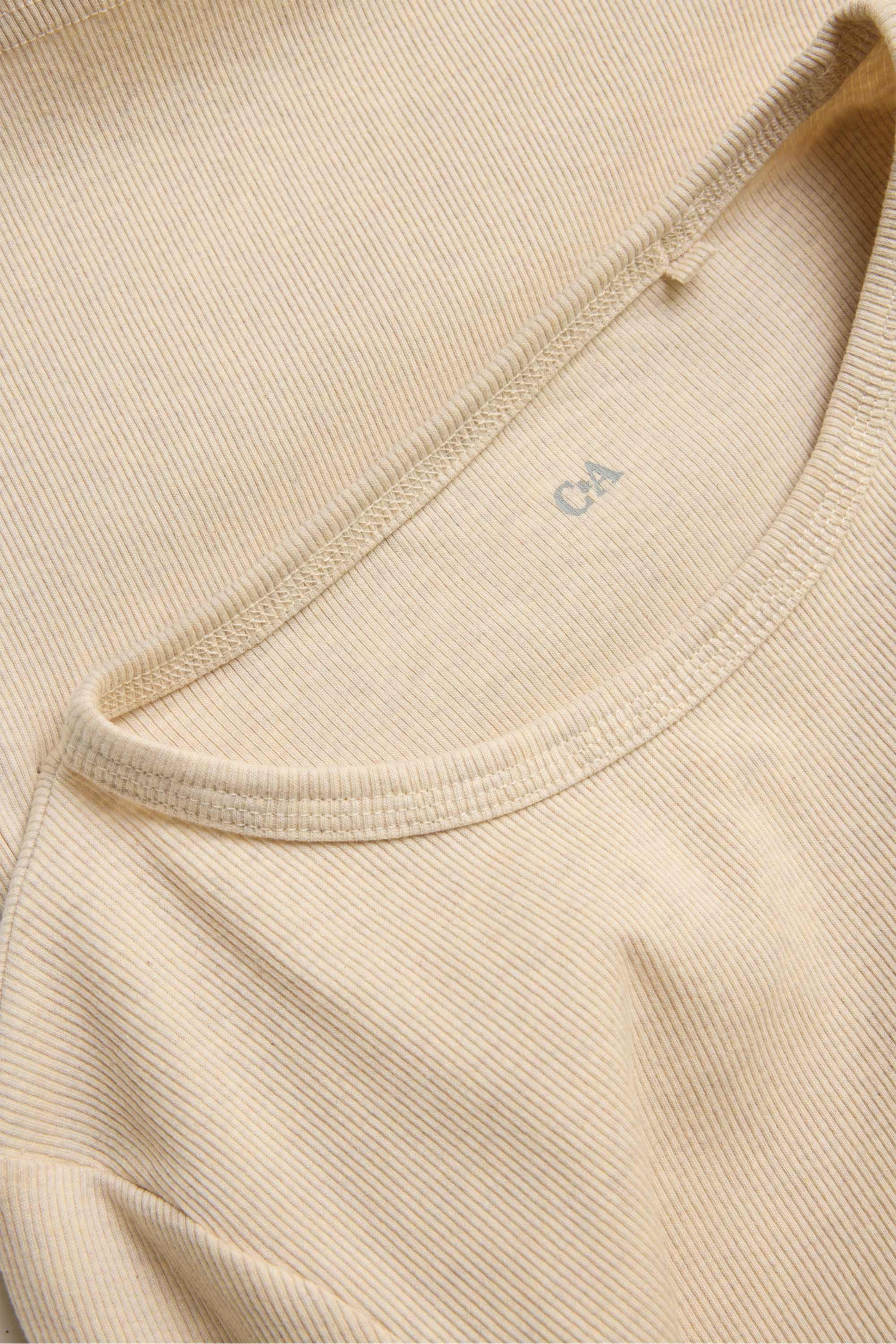 Long sleeve top - slim fit - ribbed light beige