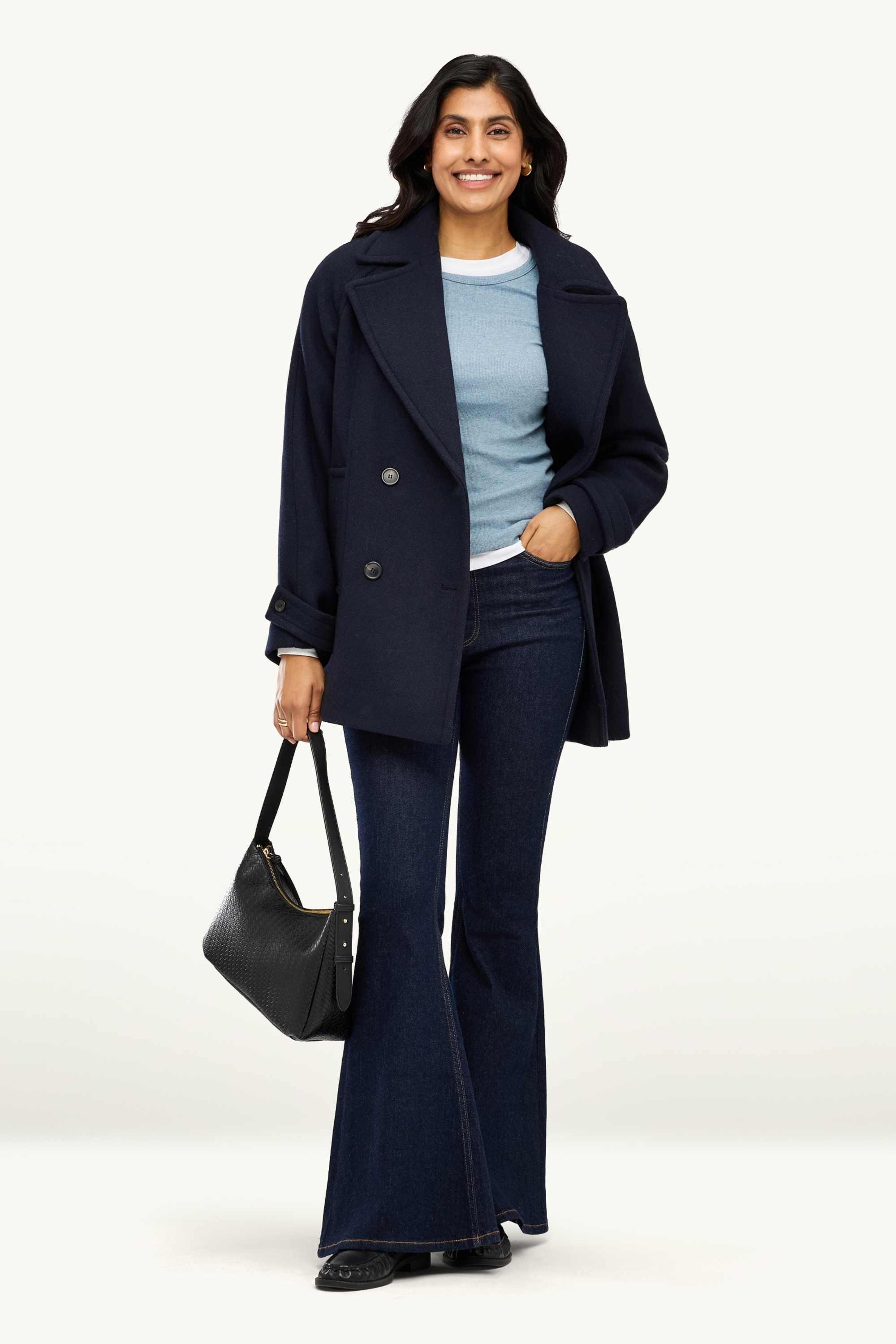 Long sleeve top - slim fit - ribbed light blue