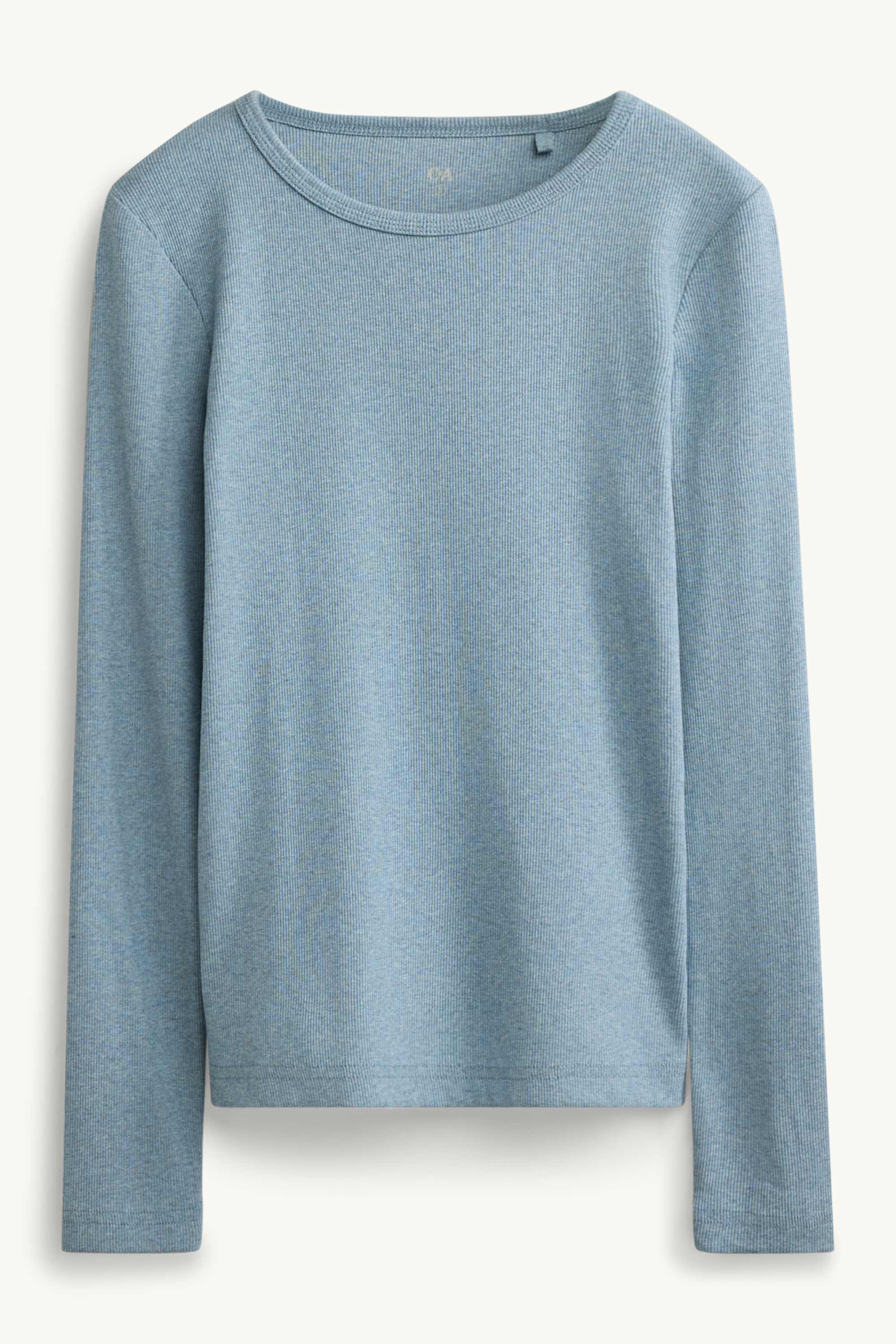 Long sleeve top - slim fit - ribbed light blue