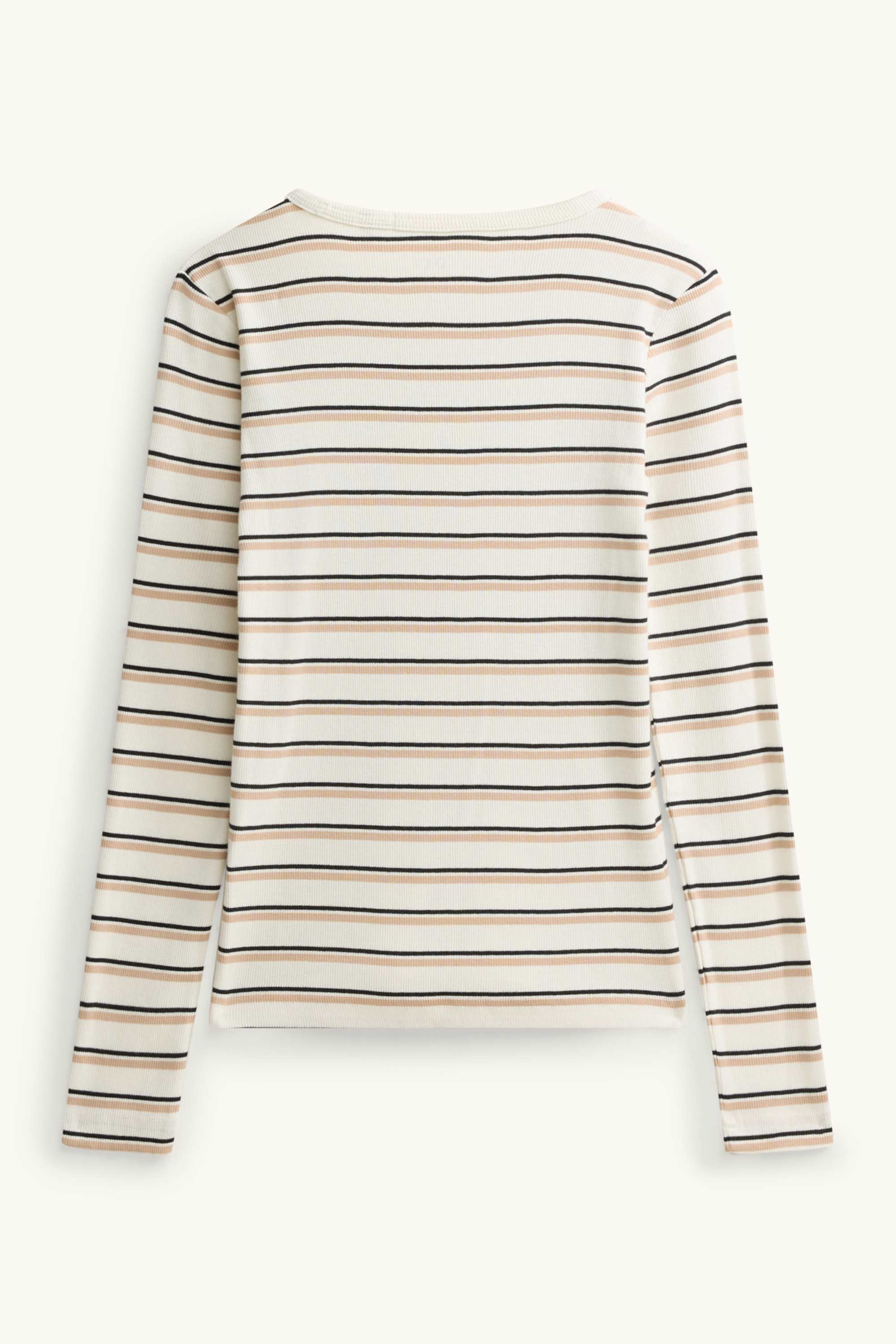 Long sleeve top - slim fit - ribbed - striped creme