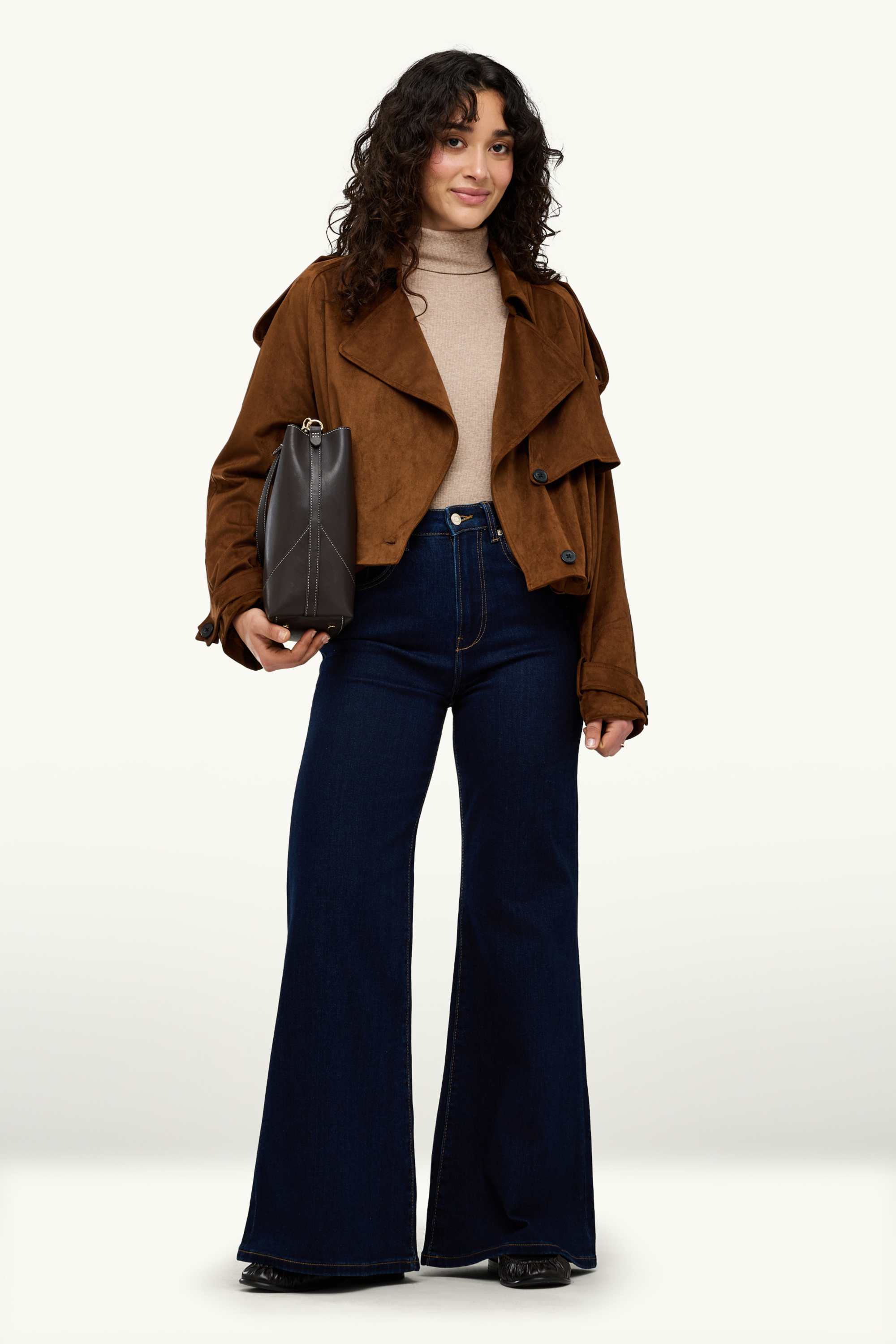 Turtleneck top - ribbed beige