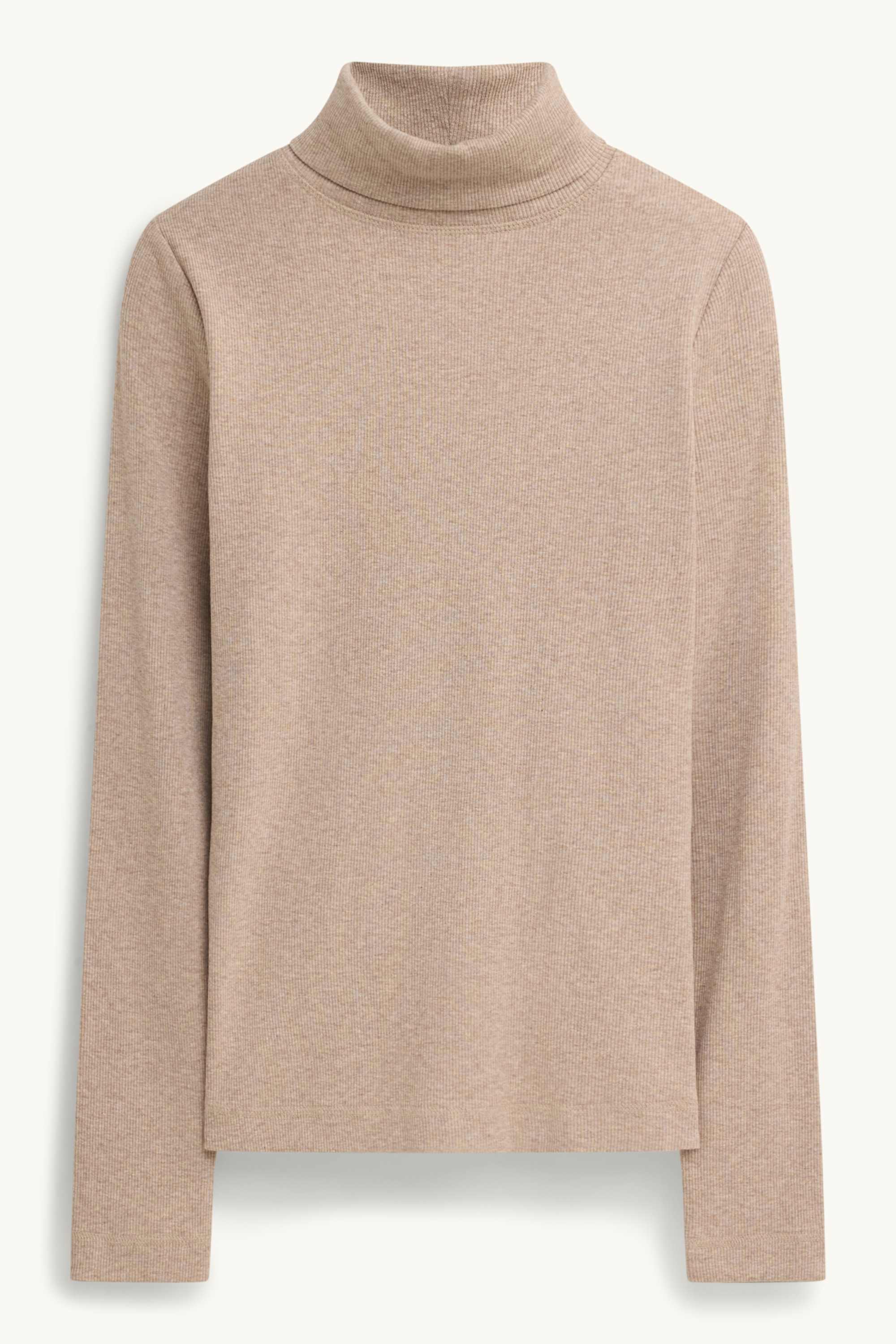 Turtleneck top - ribbed beige