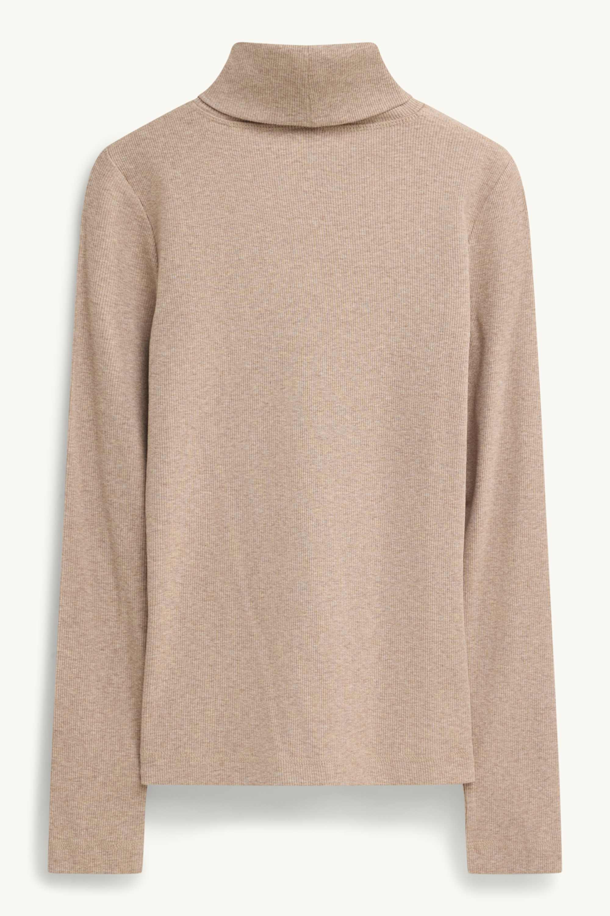 Turtleneck top - ribbed beige