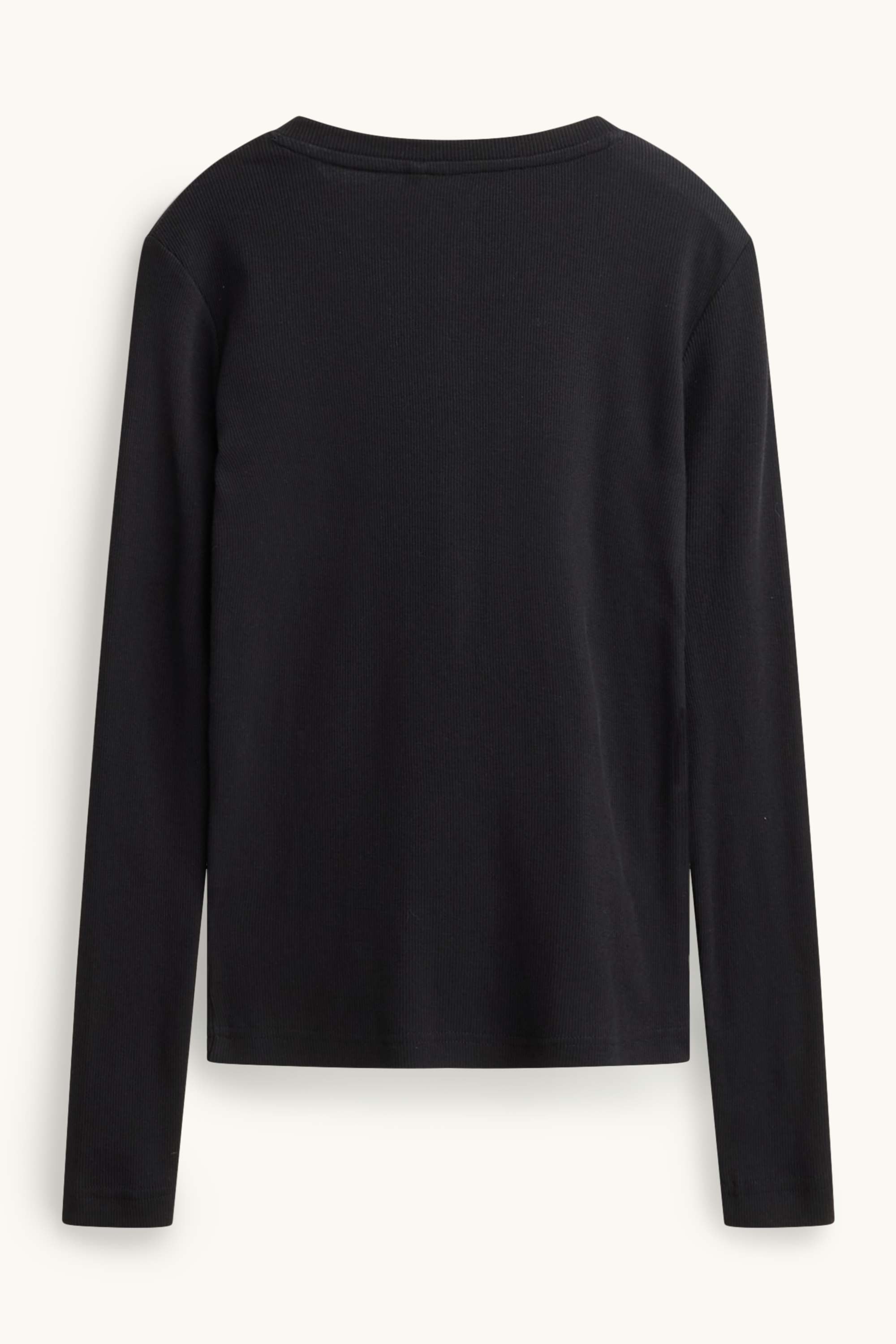 Henley T-shirt - slim fit - ribbed black