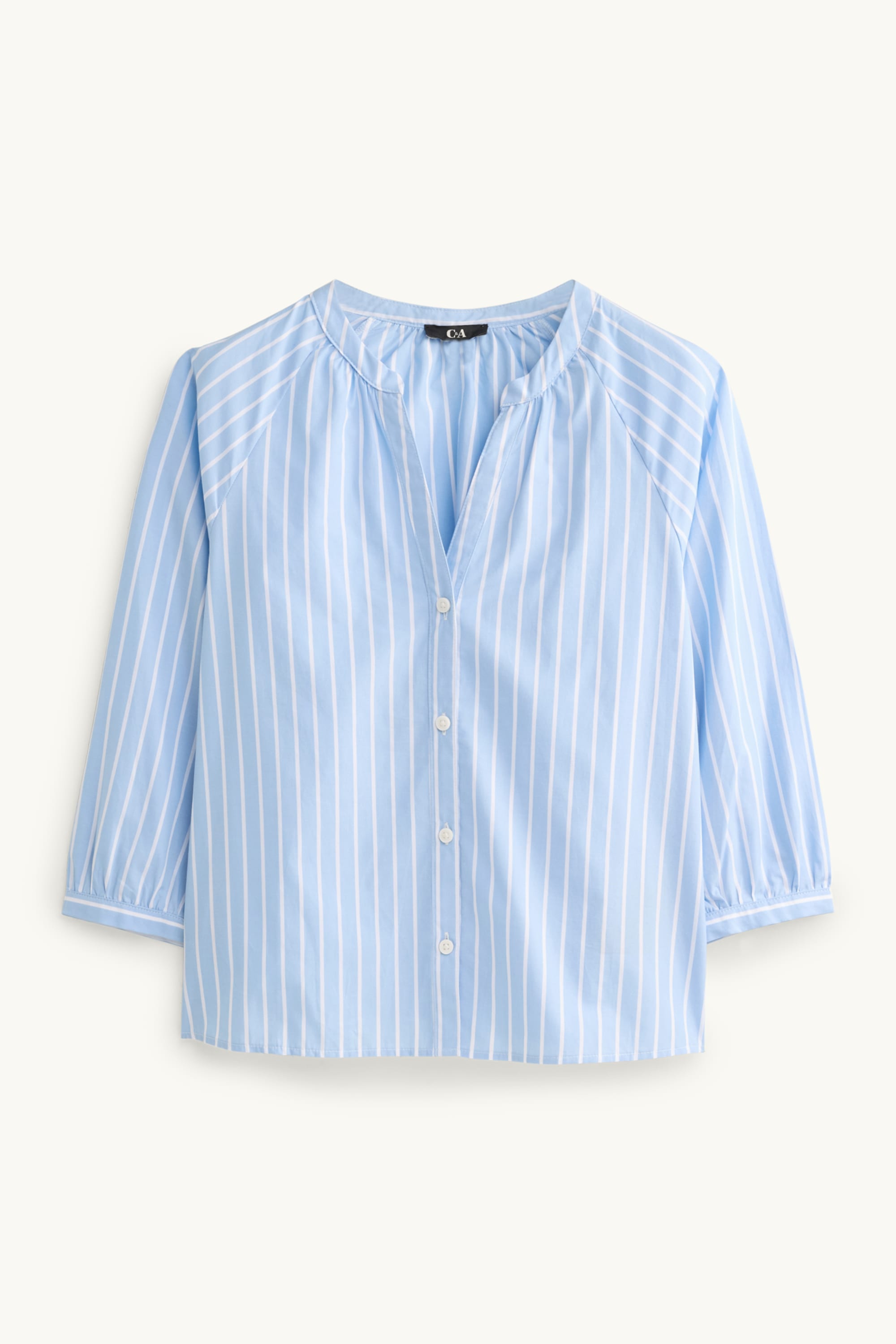 V-neck blouse - striped light blue
