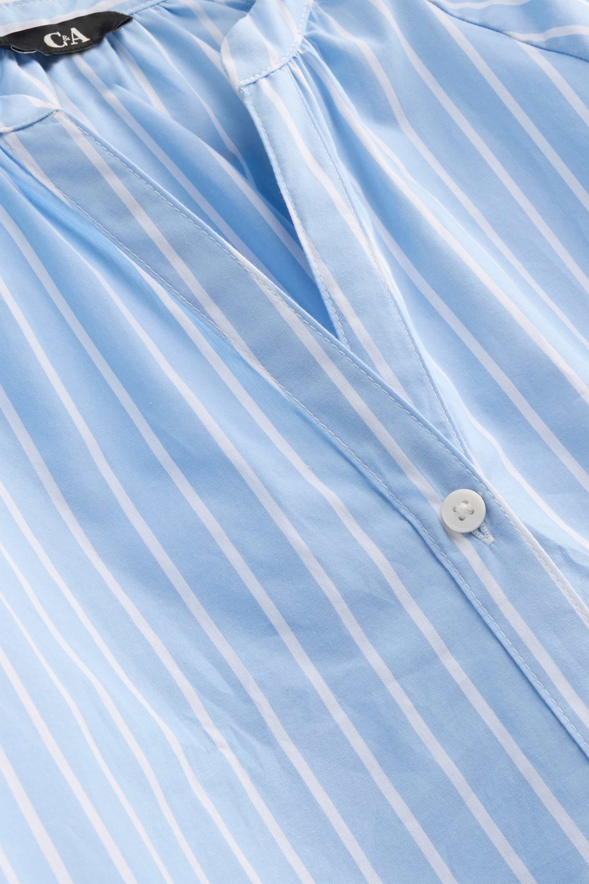 V-neck blouse - striped light blue