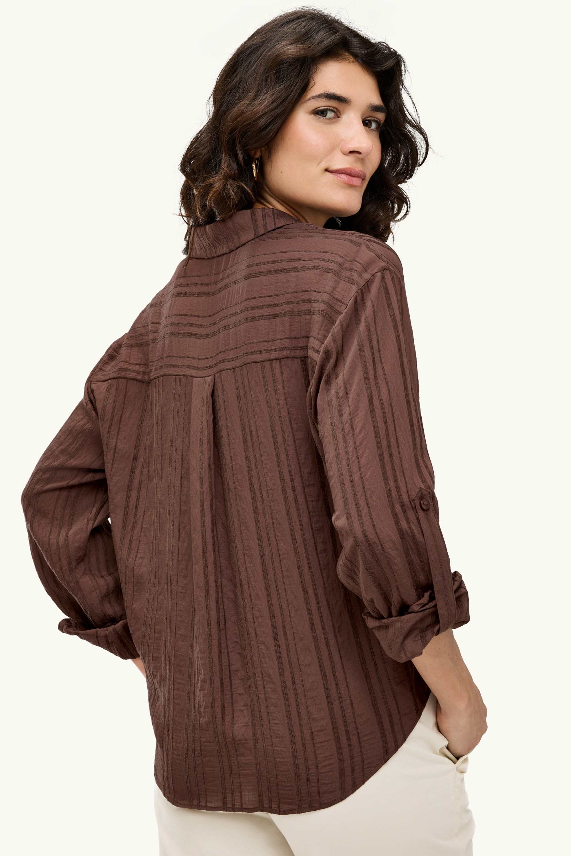 Blouse with knot detail dark brown