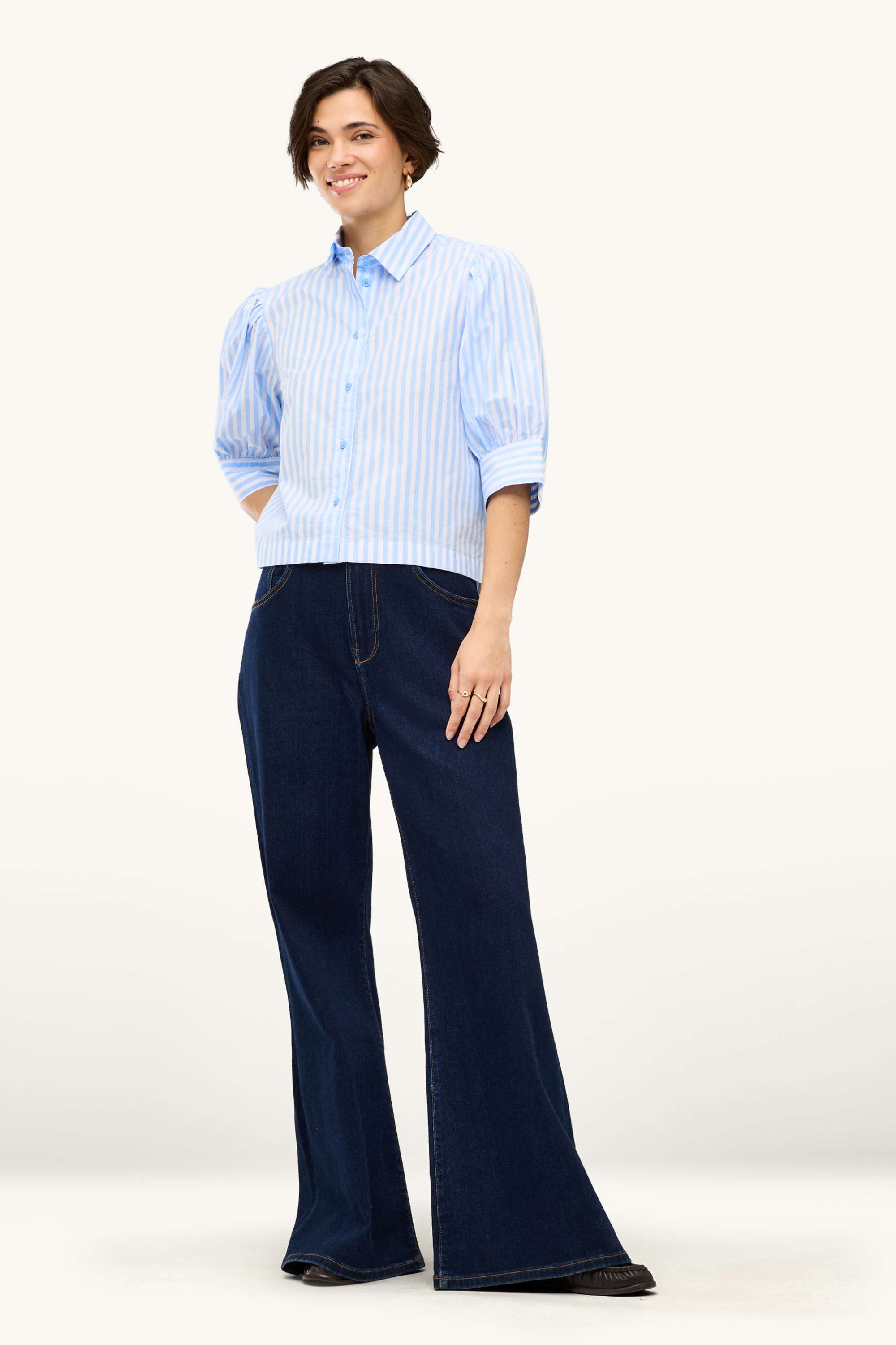 Shirt blouse - striped white / blue
