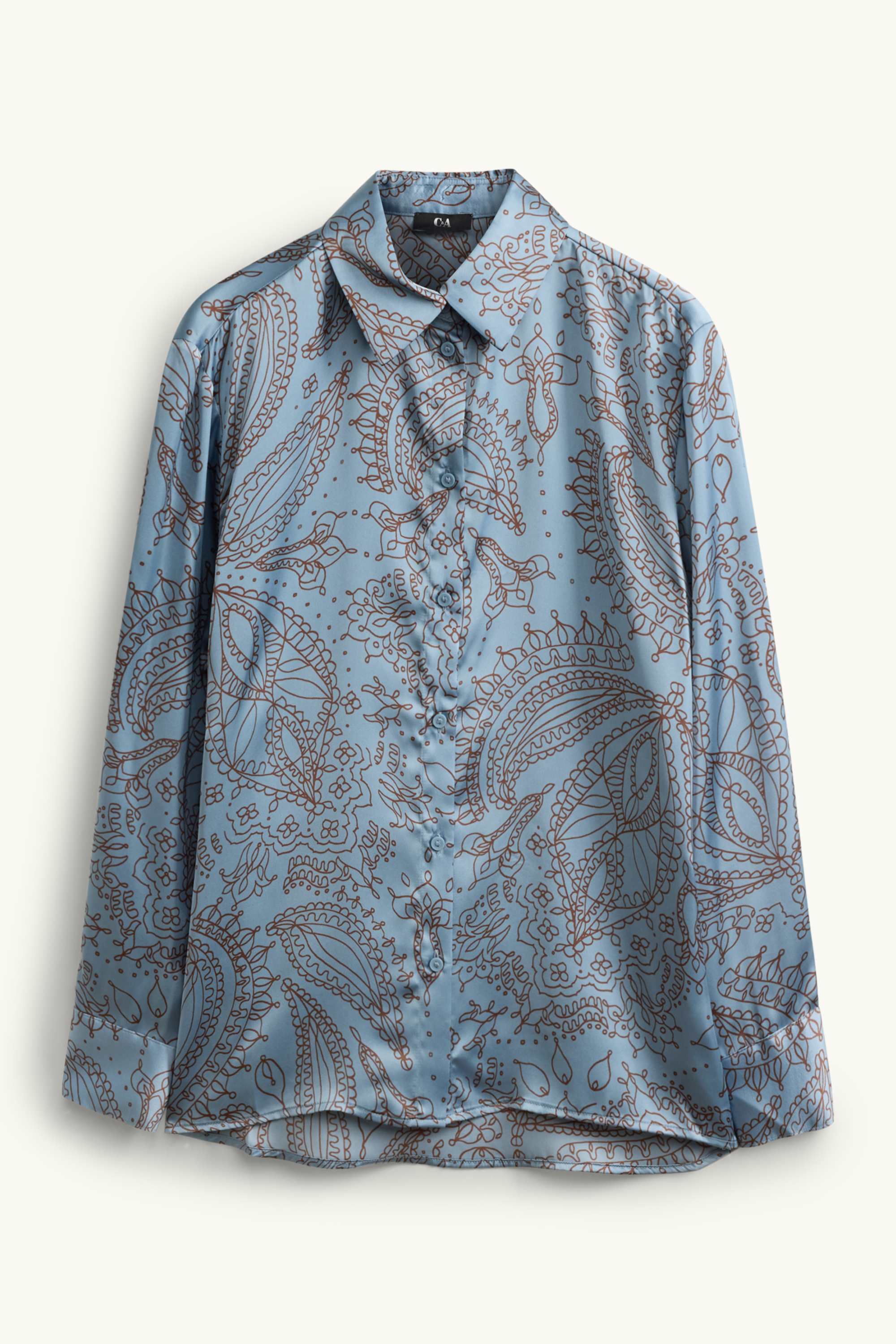 Satin shirt blouse - patterned blue