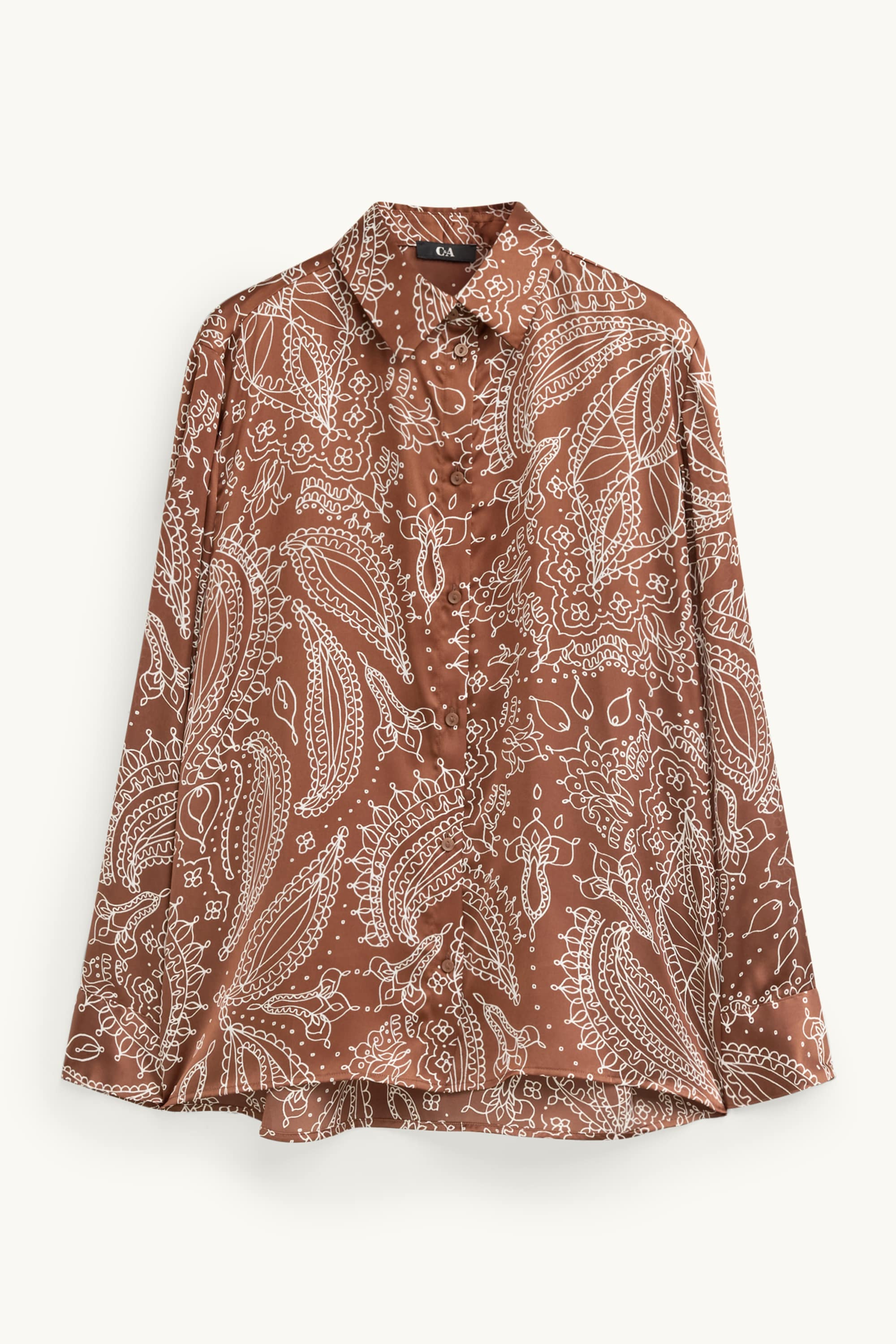 Satin shirt blouse - patterned rust