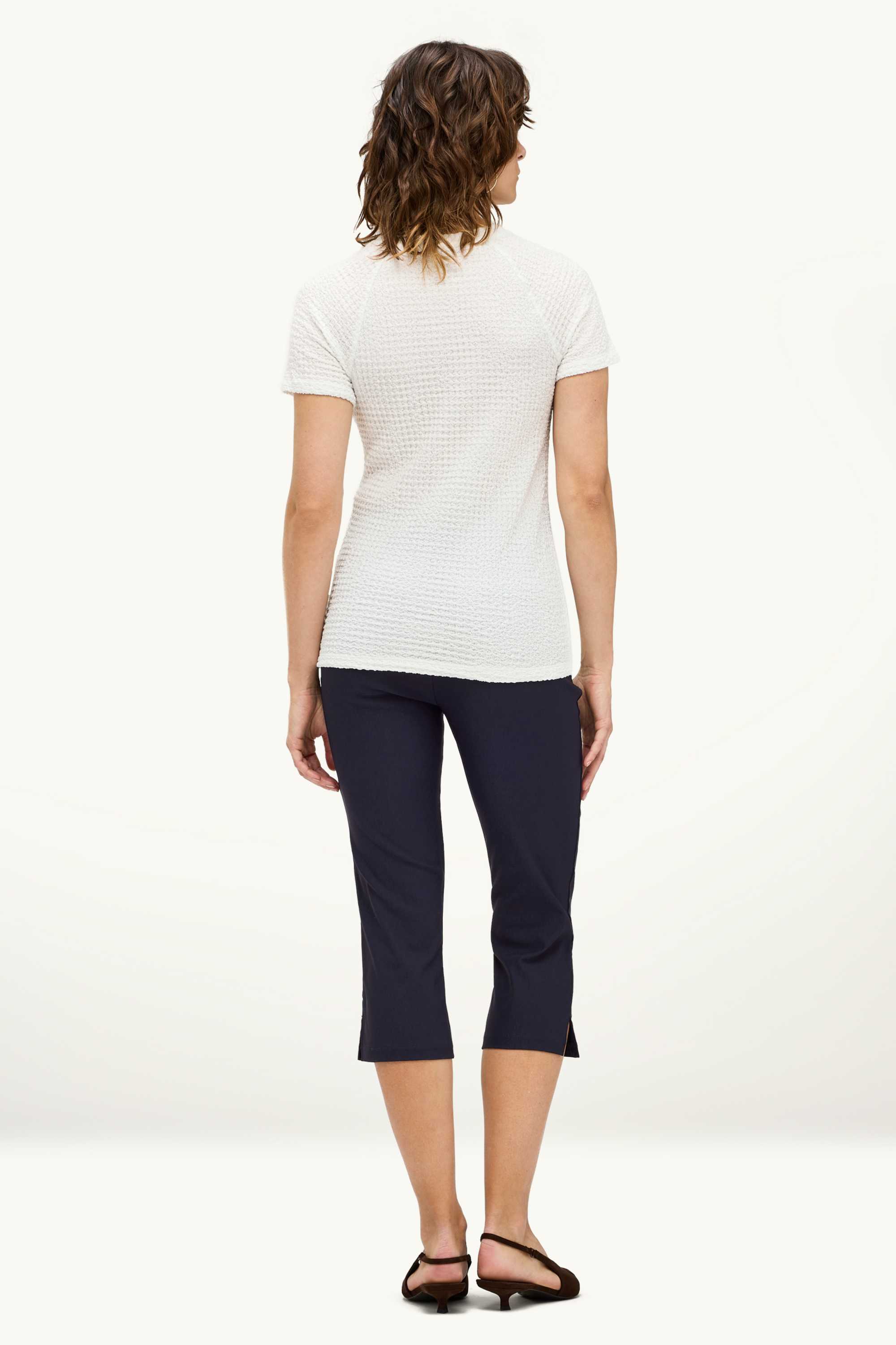 Capri trousers - high waist - slim fit dark blue
