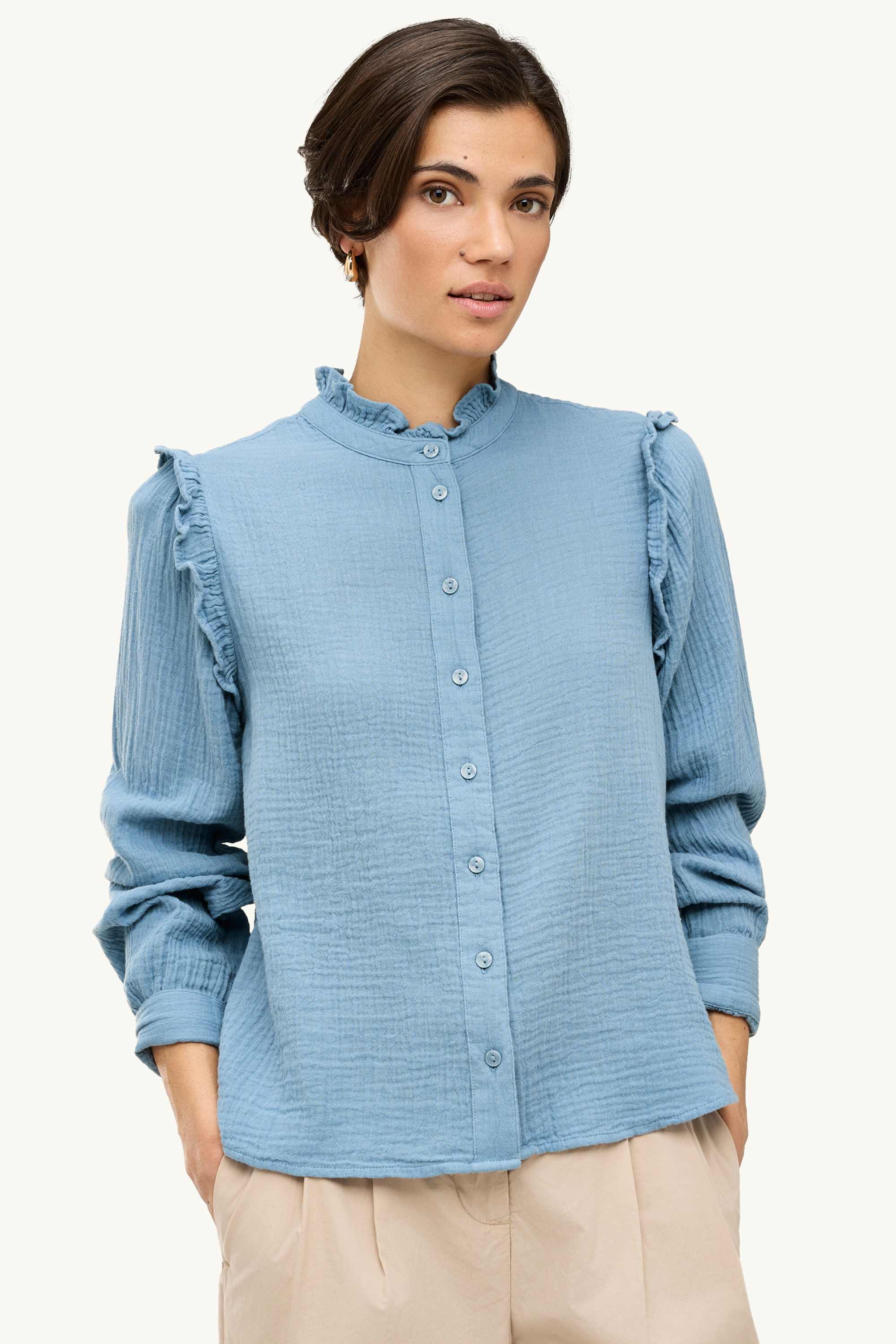 Cheesecloth blouse blue