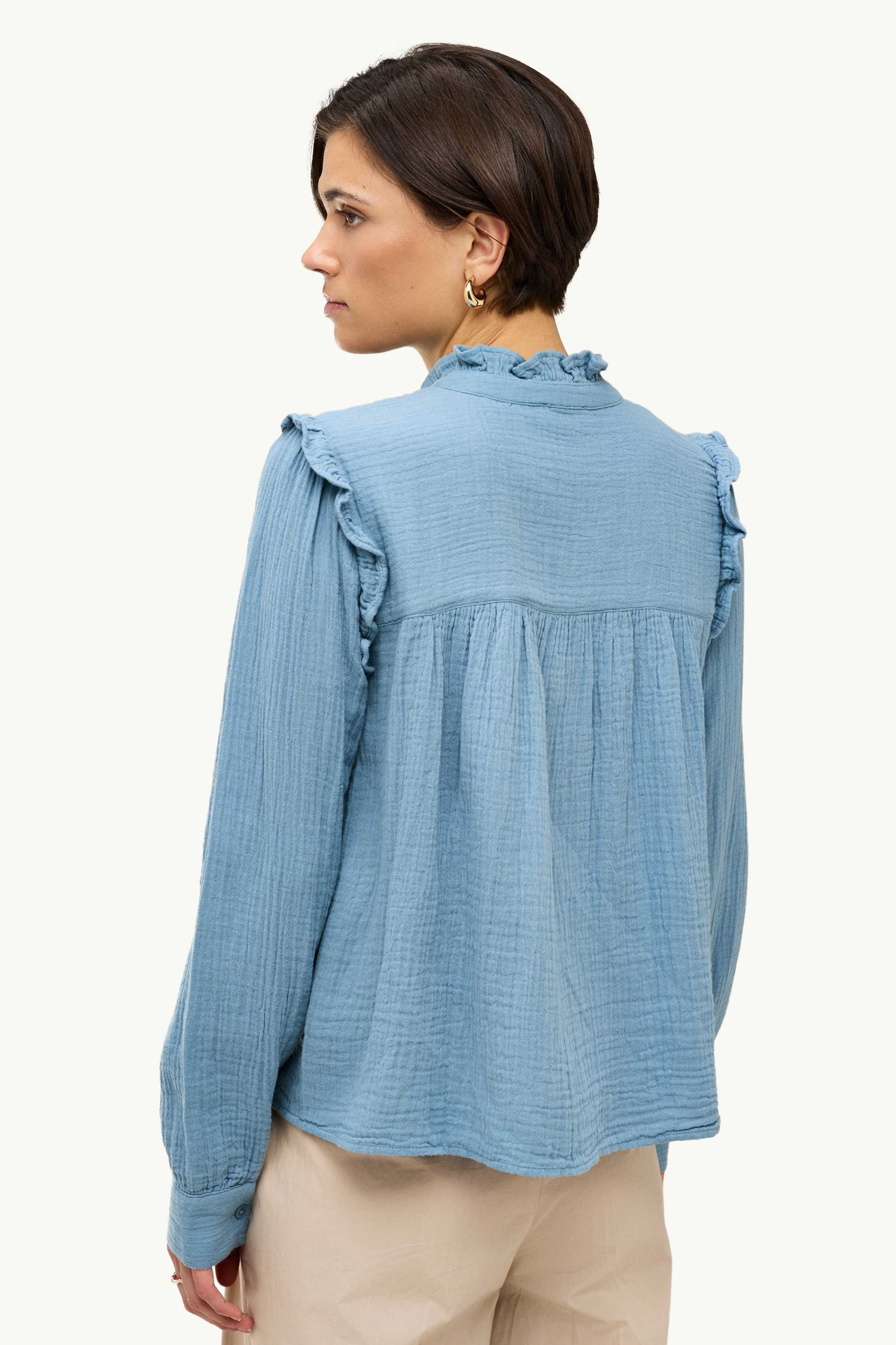 Cheesecloth blouse blue