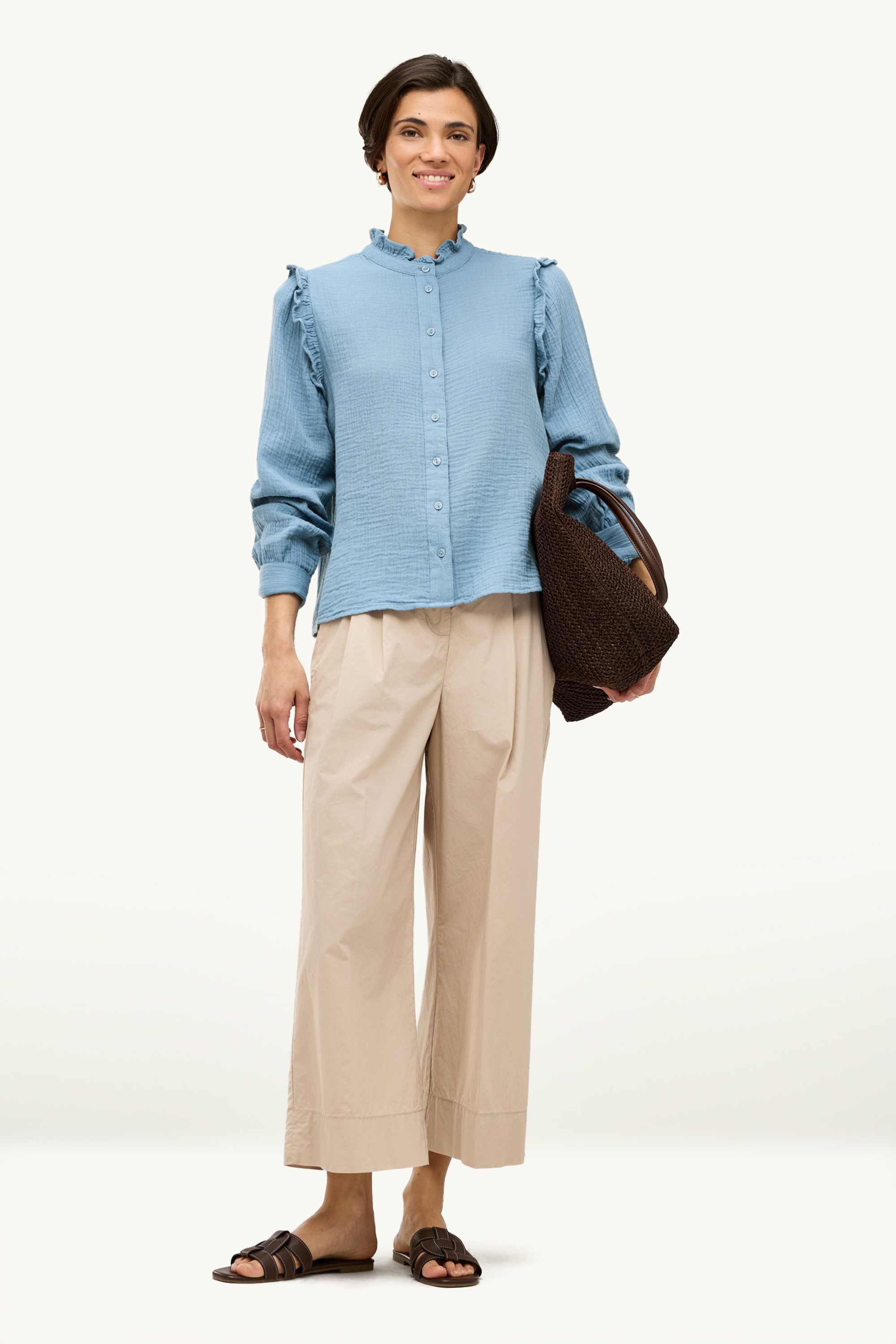 Cheesecloth blouse blue