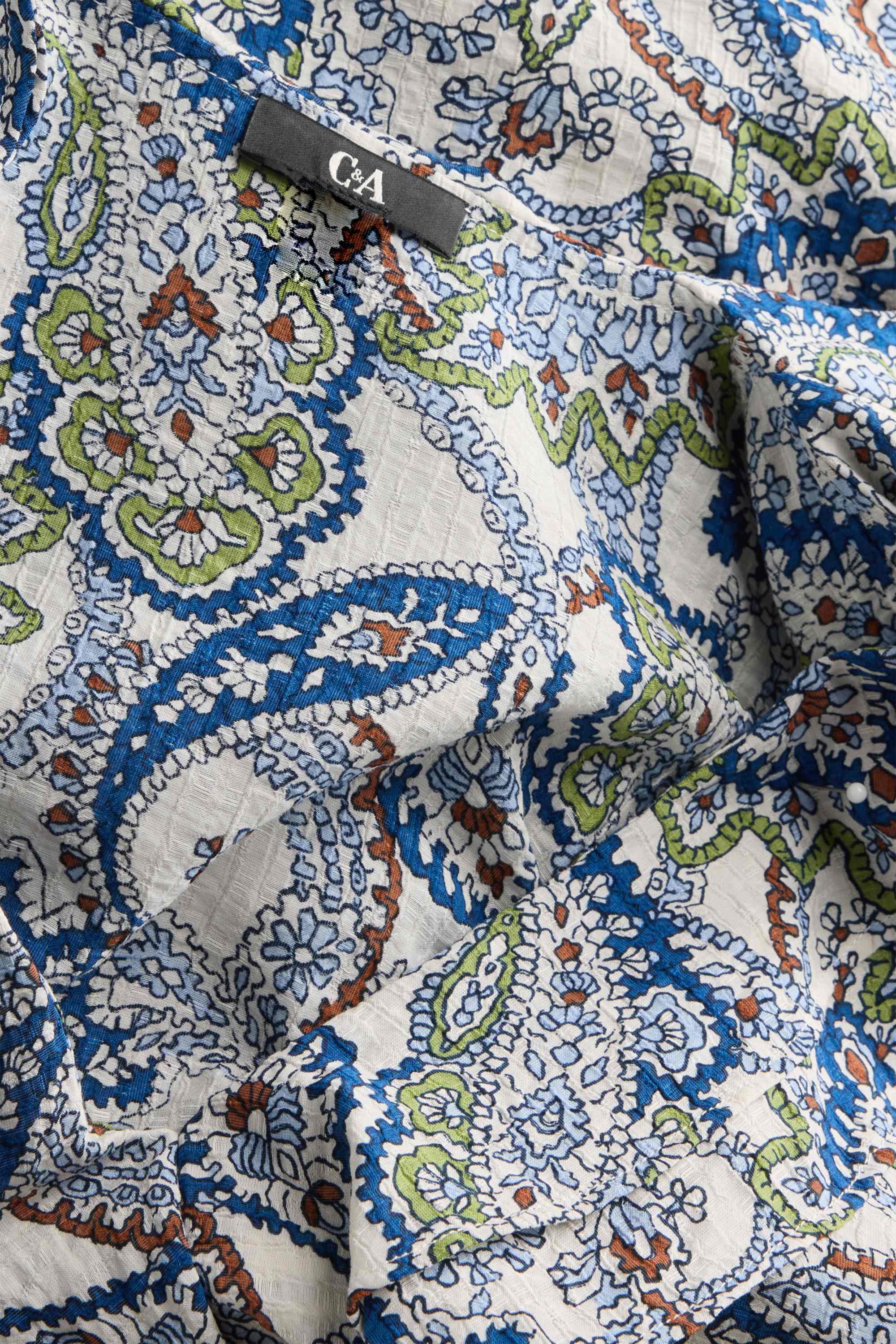 Blouse top - patterned white / blue