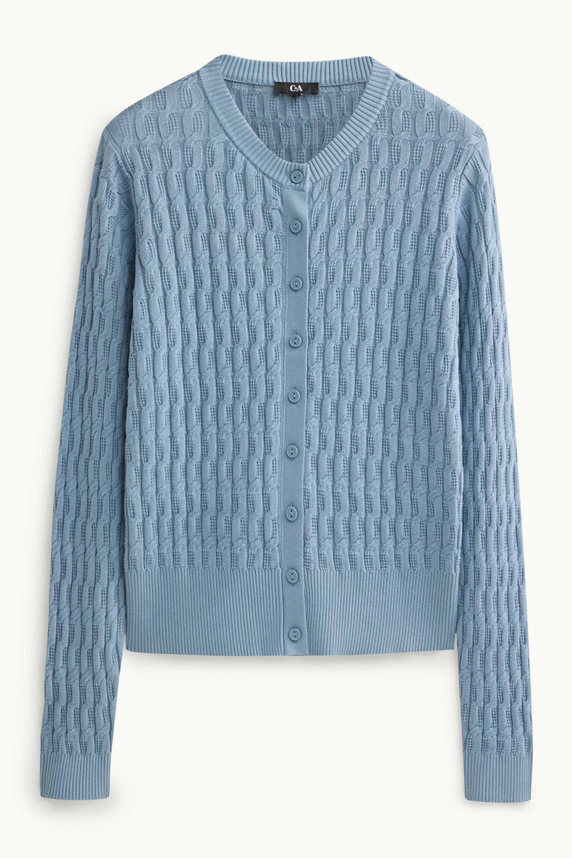 Cardigan - cable knit pattern blue