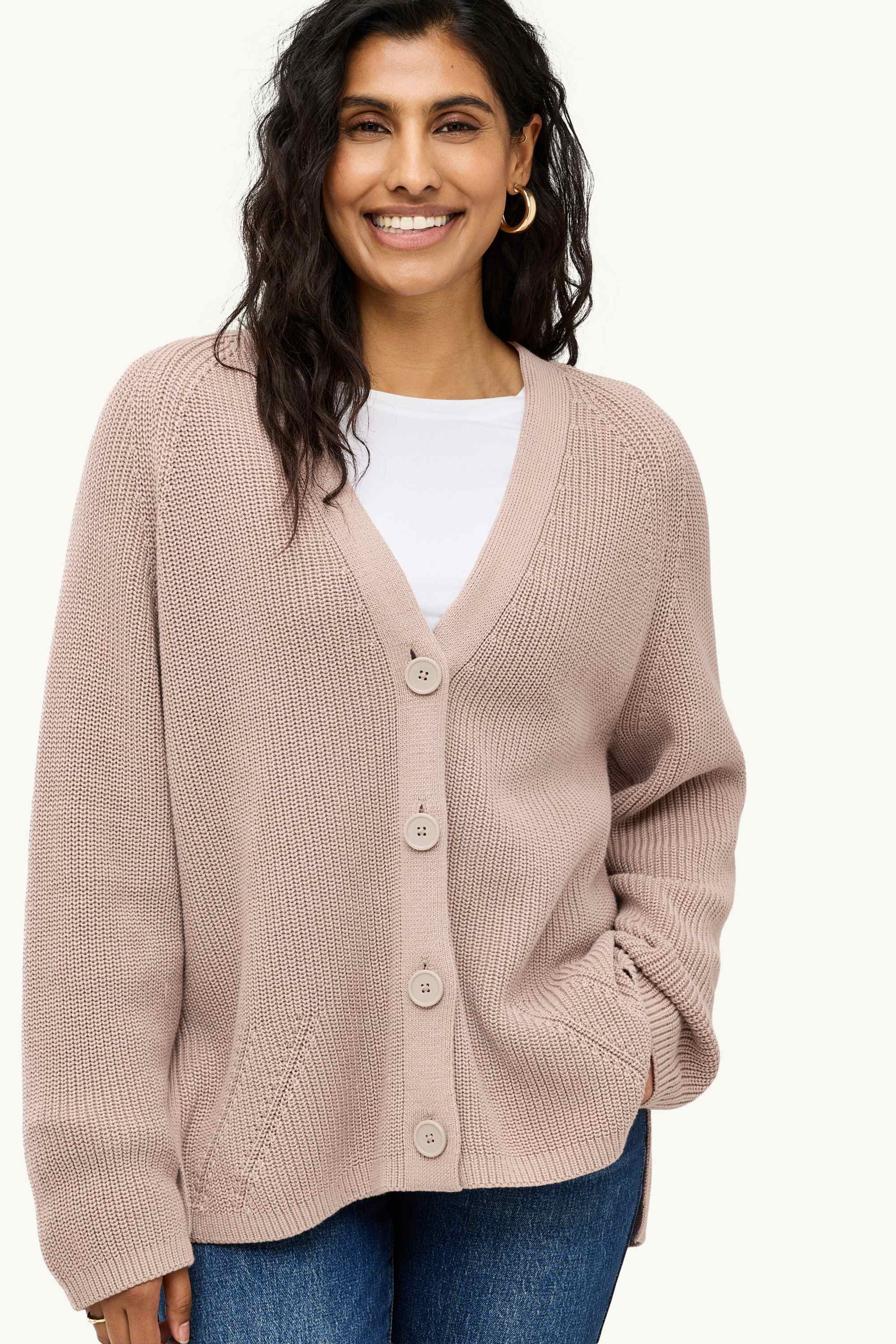 Cardigan - ribbed light brown