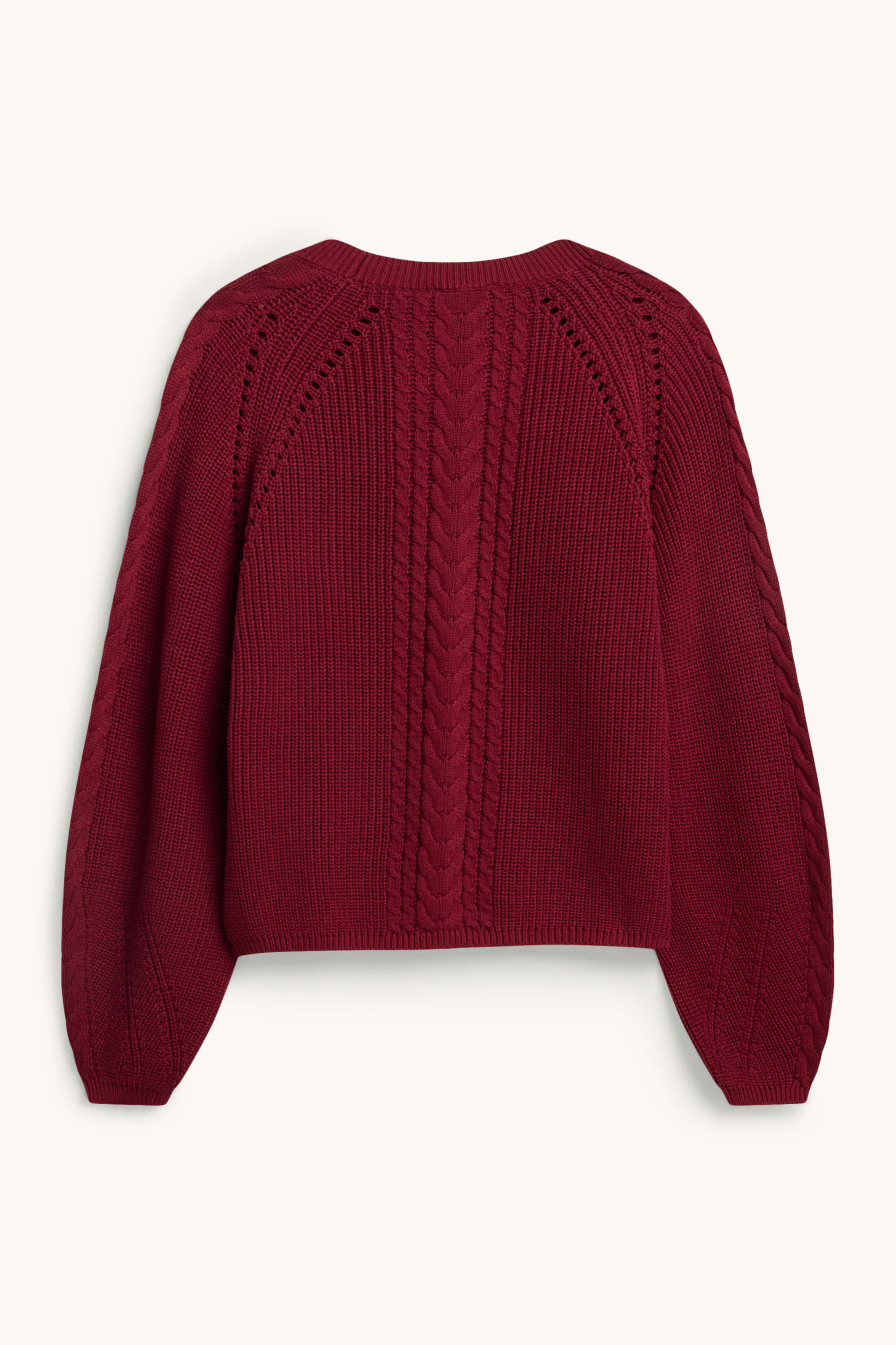 Jumper - cable knit pattern - ribbed red