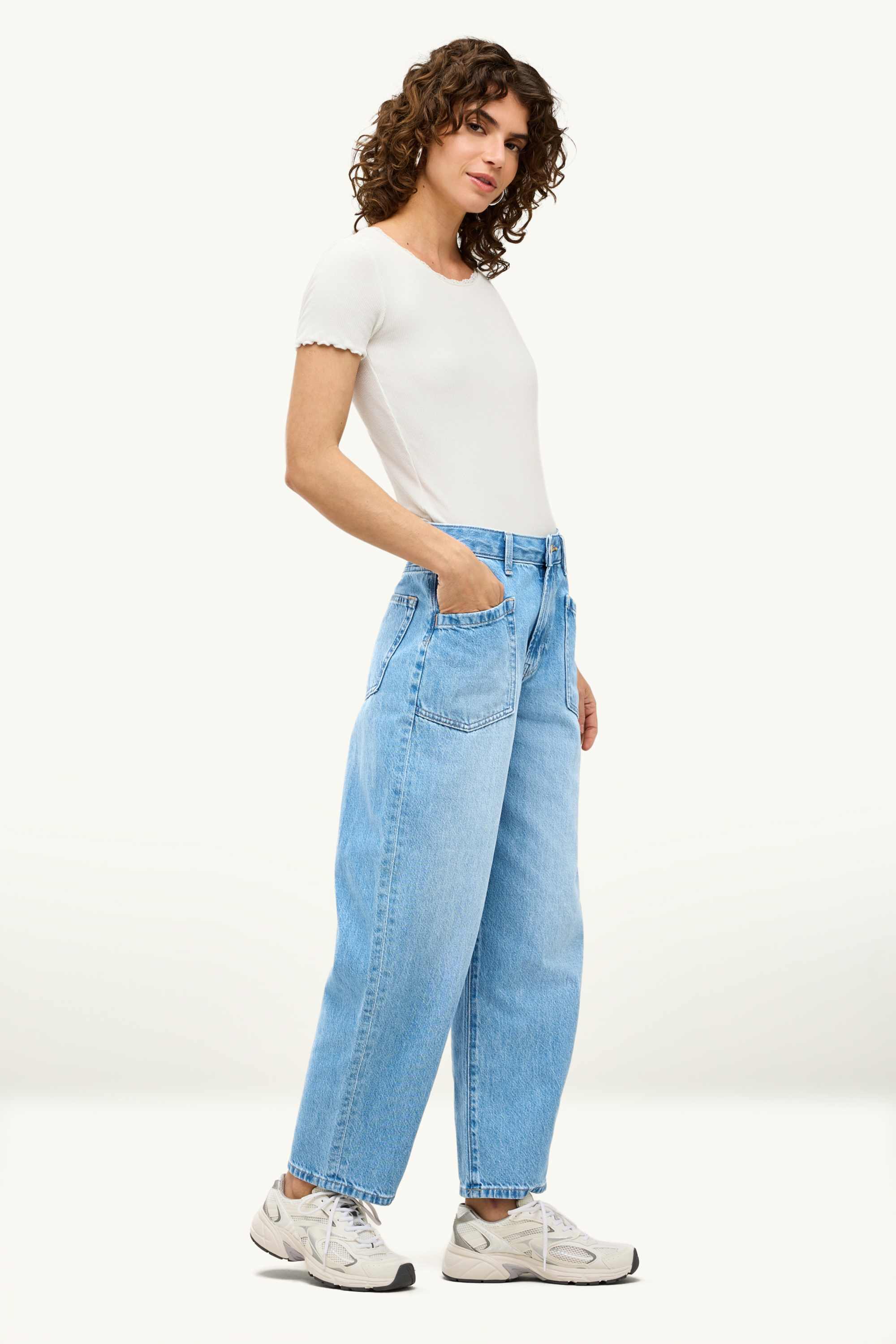Barrel jeans - high waist denim-light blue