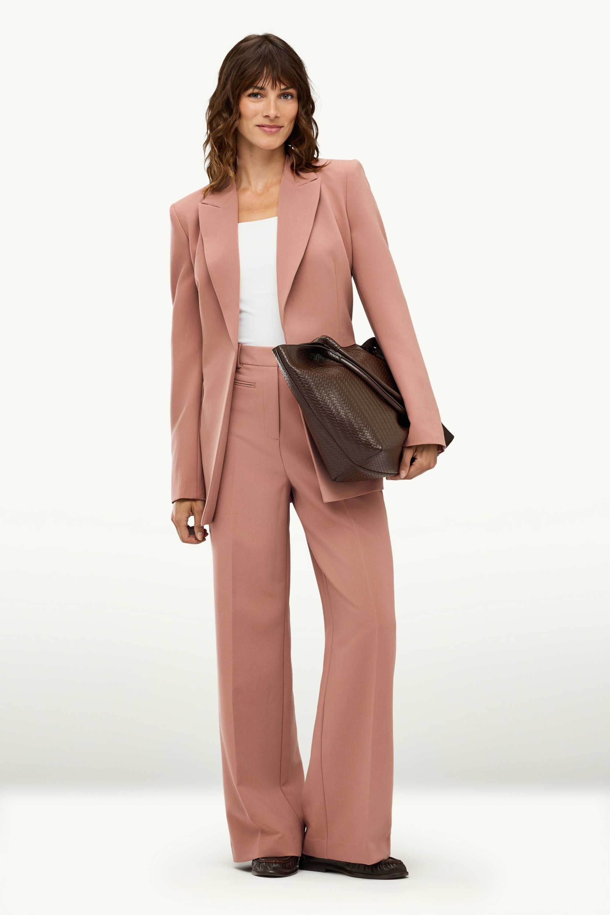 Cloth trousers - high waist - wide leg rose