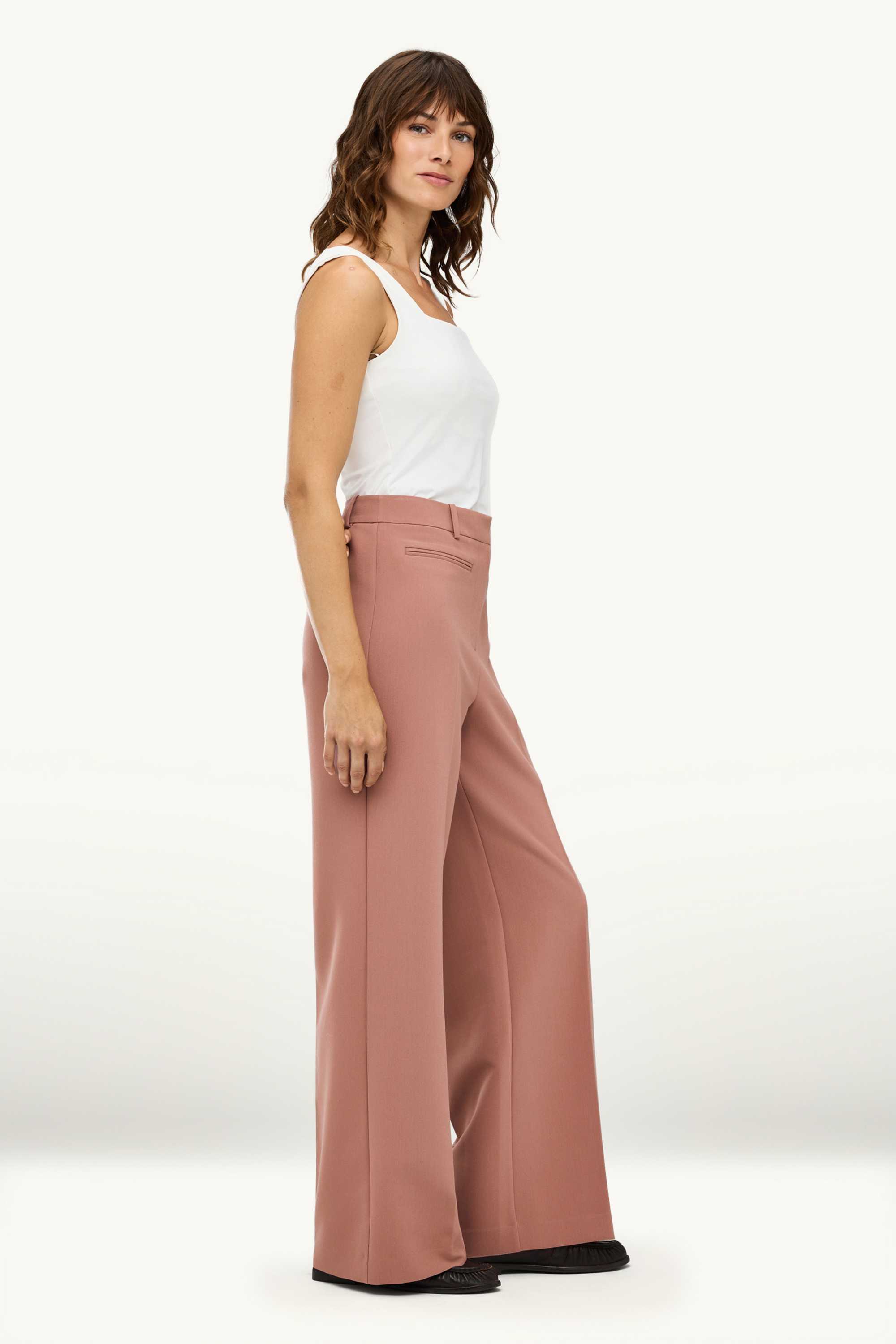 Cloth trousers - high waist - wide leg rose