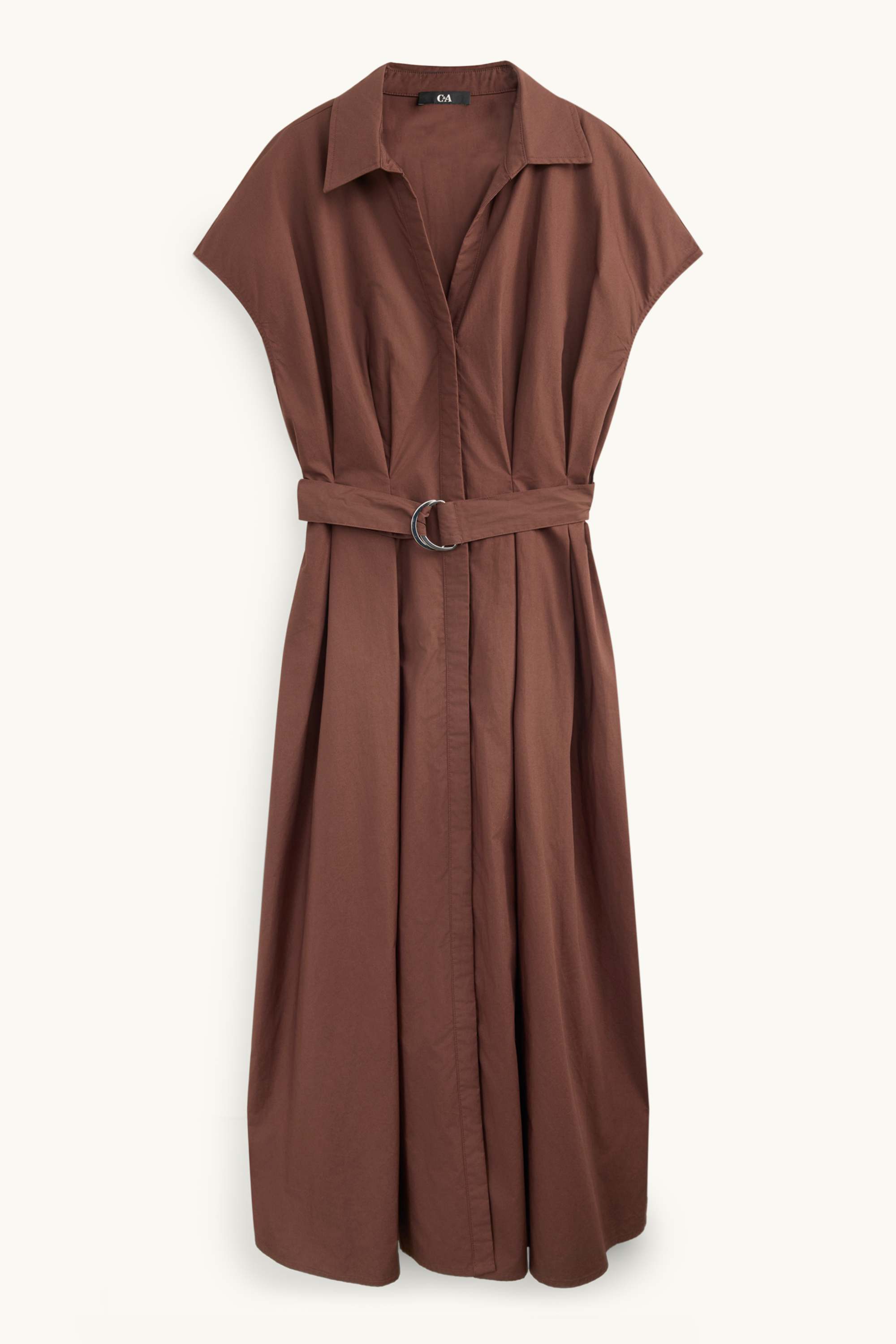 Dress with belt - straight fit dark brown
