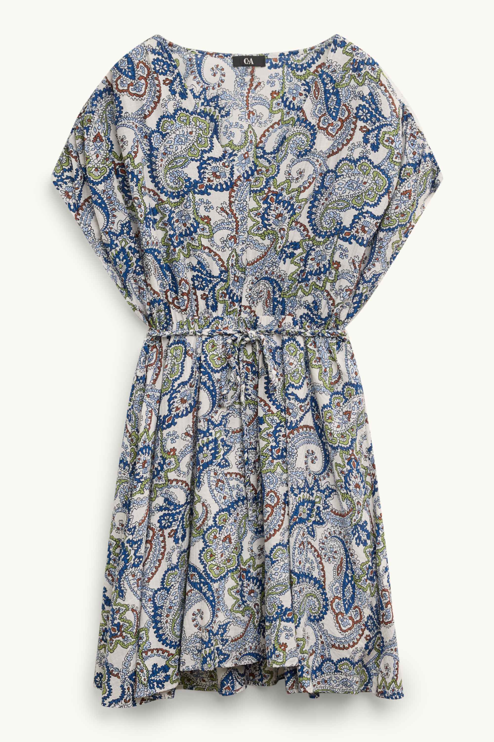 V-neck dress - straight fit - viscose blend dark blue