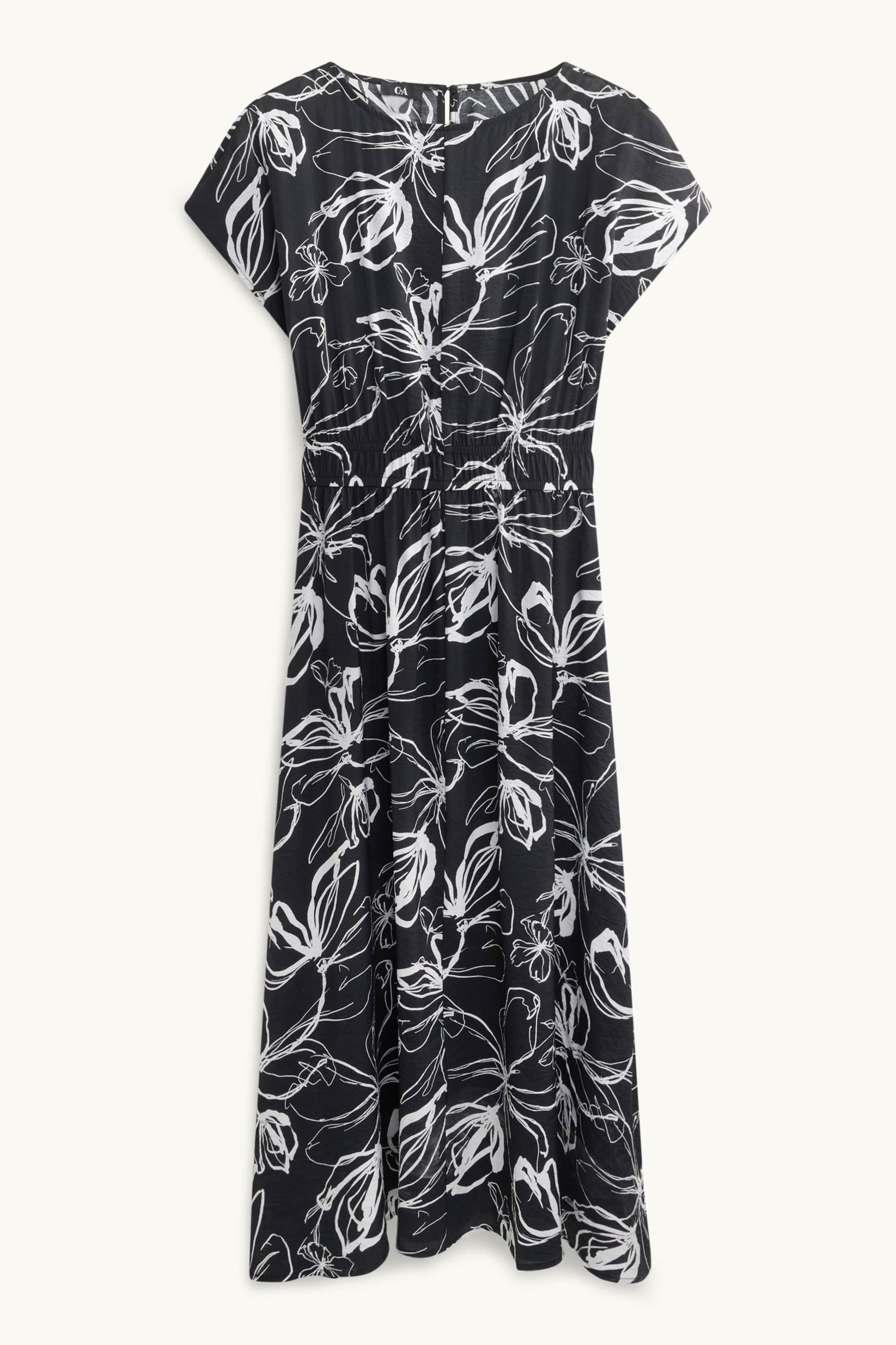 Fit & flare dress - floral - textured black