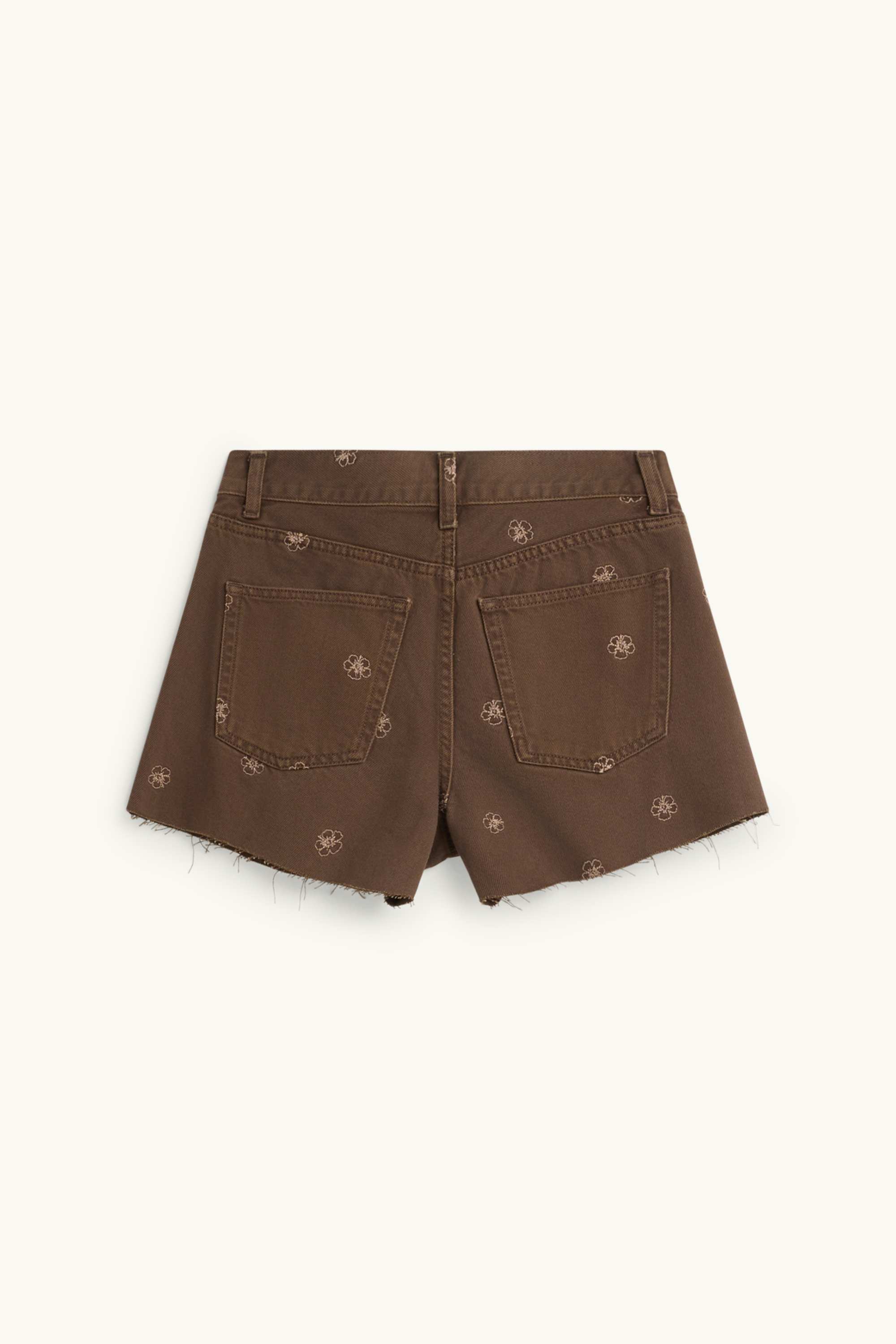 Mom shorts - high waist denim-brown
