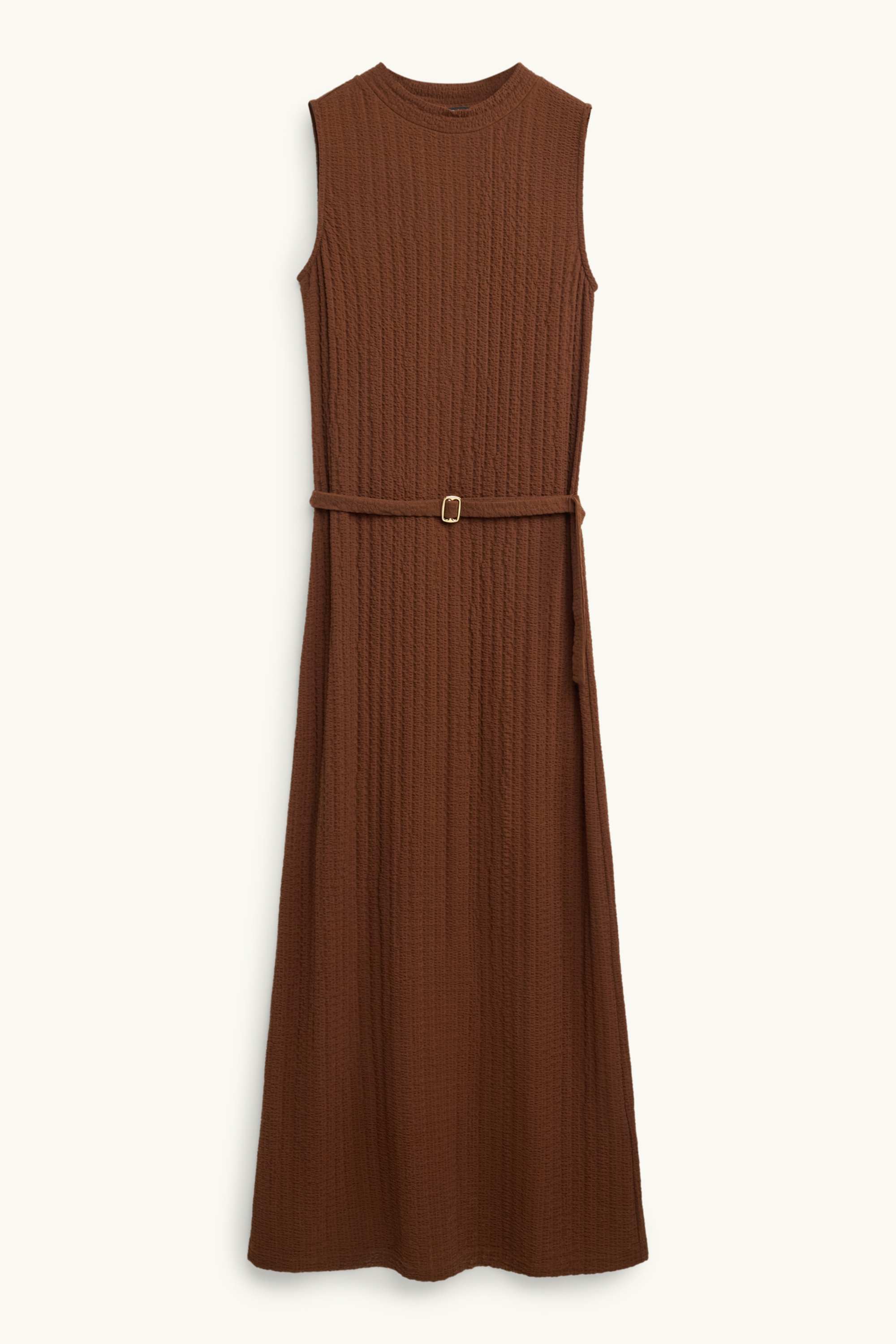 Dress with belt - straight fit brown