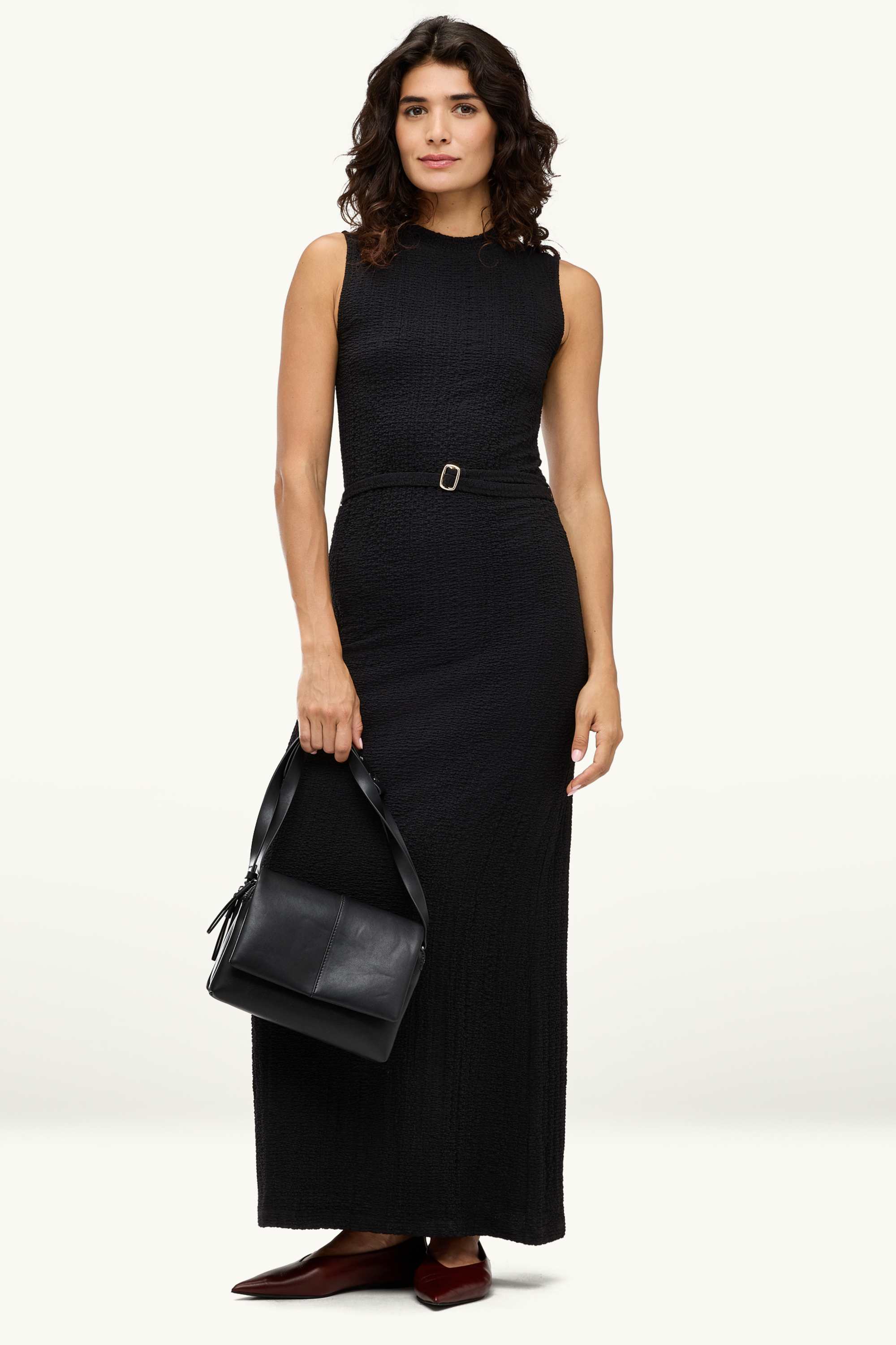 Dress with belt - straight fit black