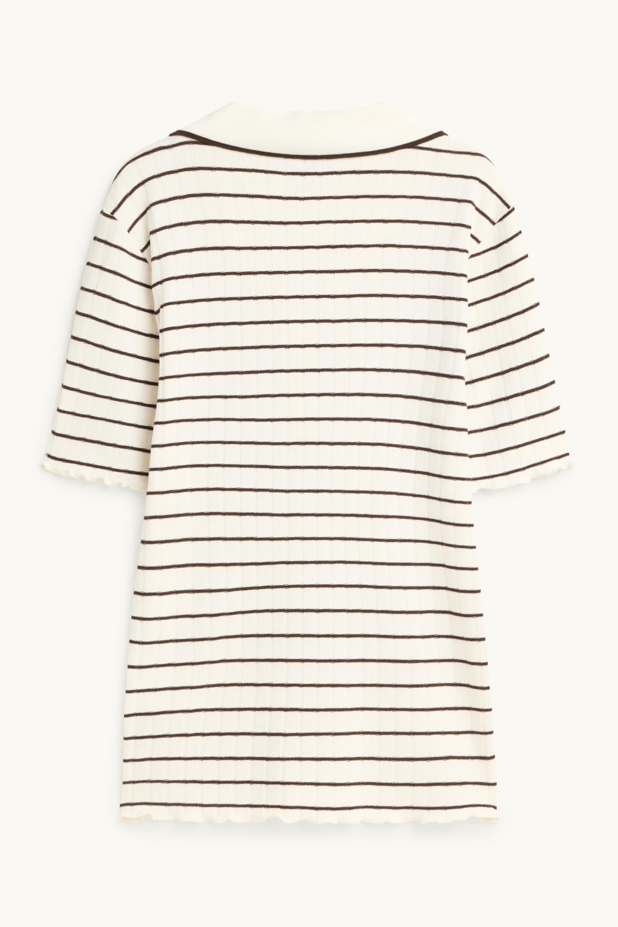 Polo shirt - regular fit - ribbed - striped brown / cremewhite