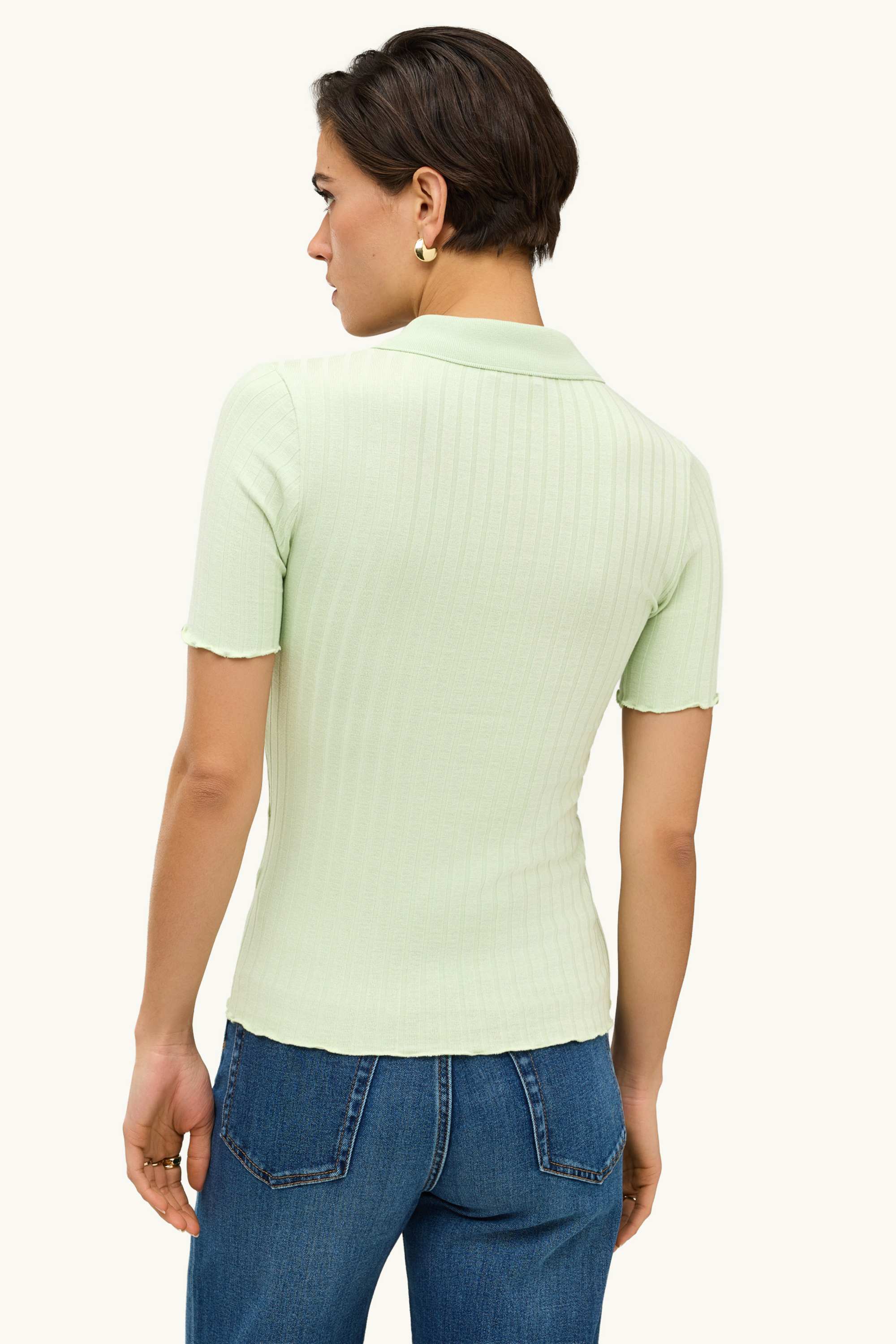 Polo shirt - regular fit - ribbed light green