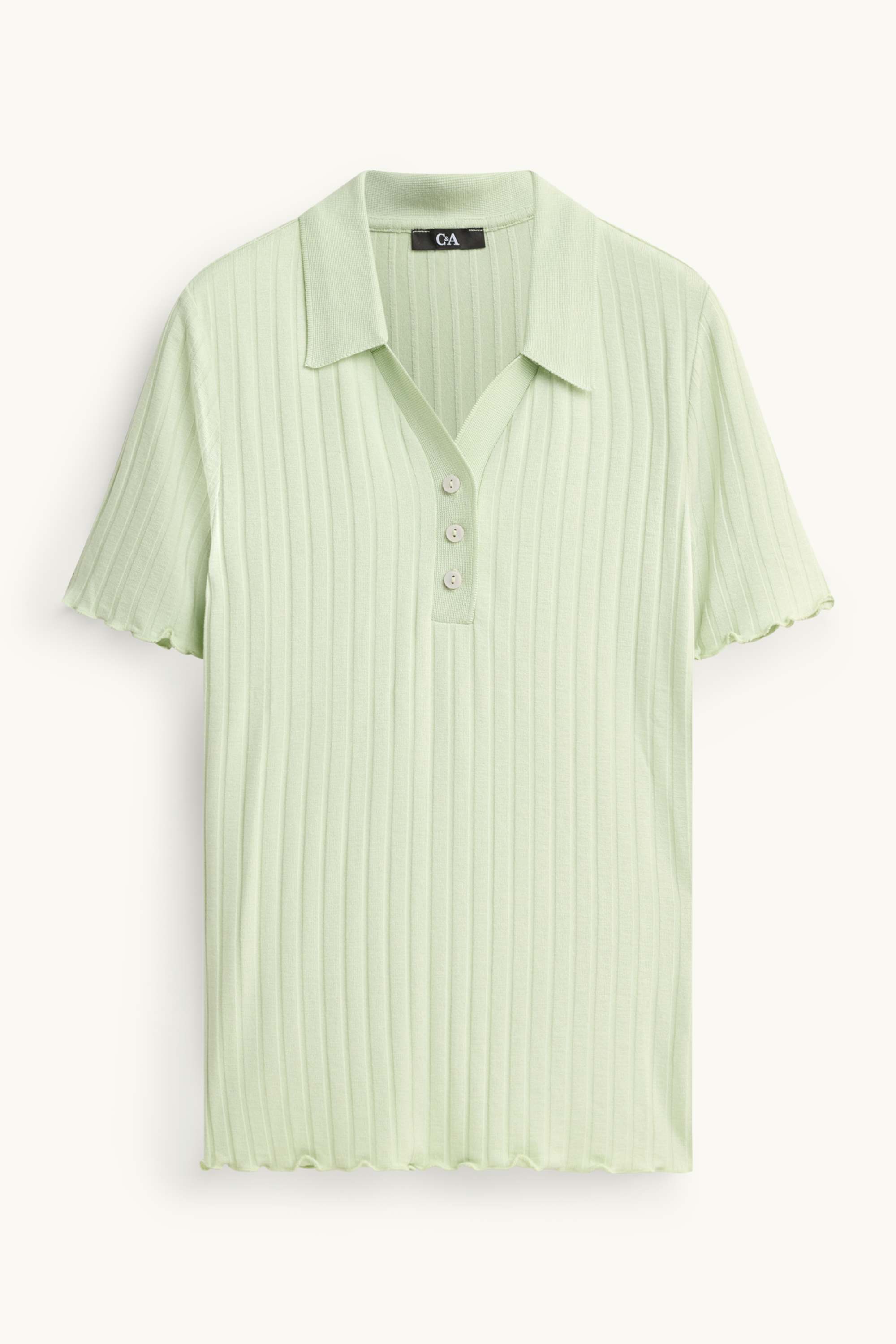 Polo shirt - regular fit - ribbed light green