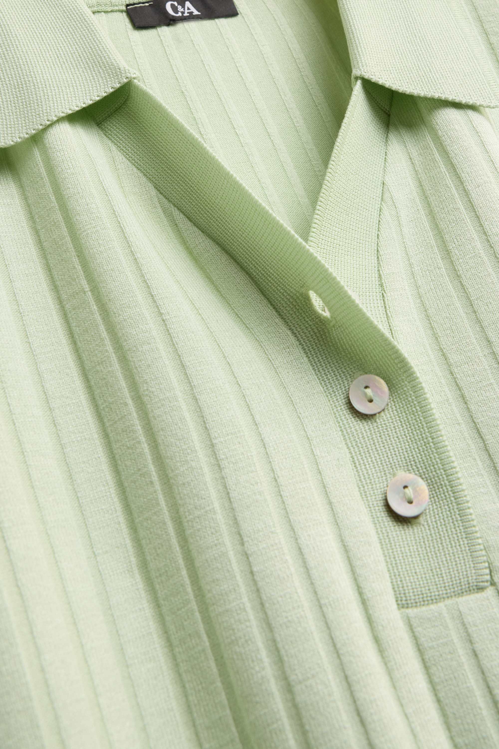 Polo shirt - regular fit - ribbed light green
