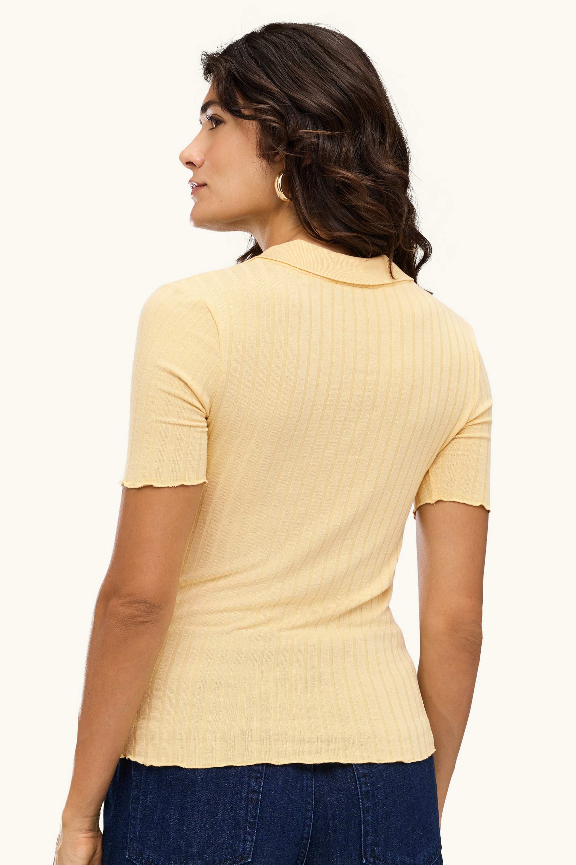 Polo shirt - regular fit - ribbed light yellow