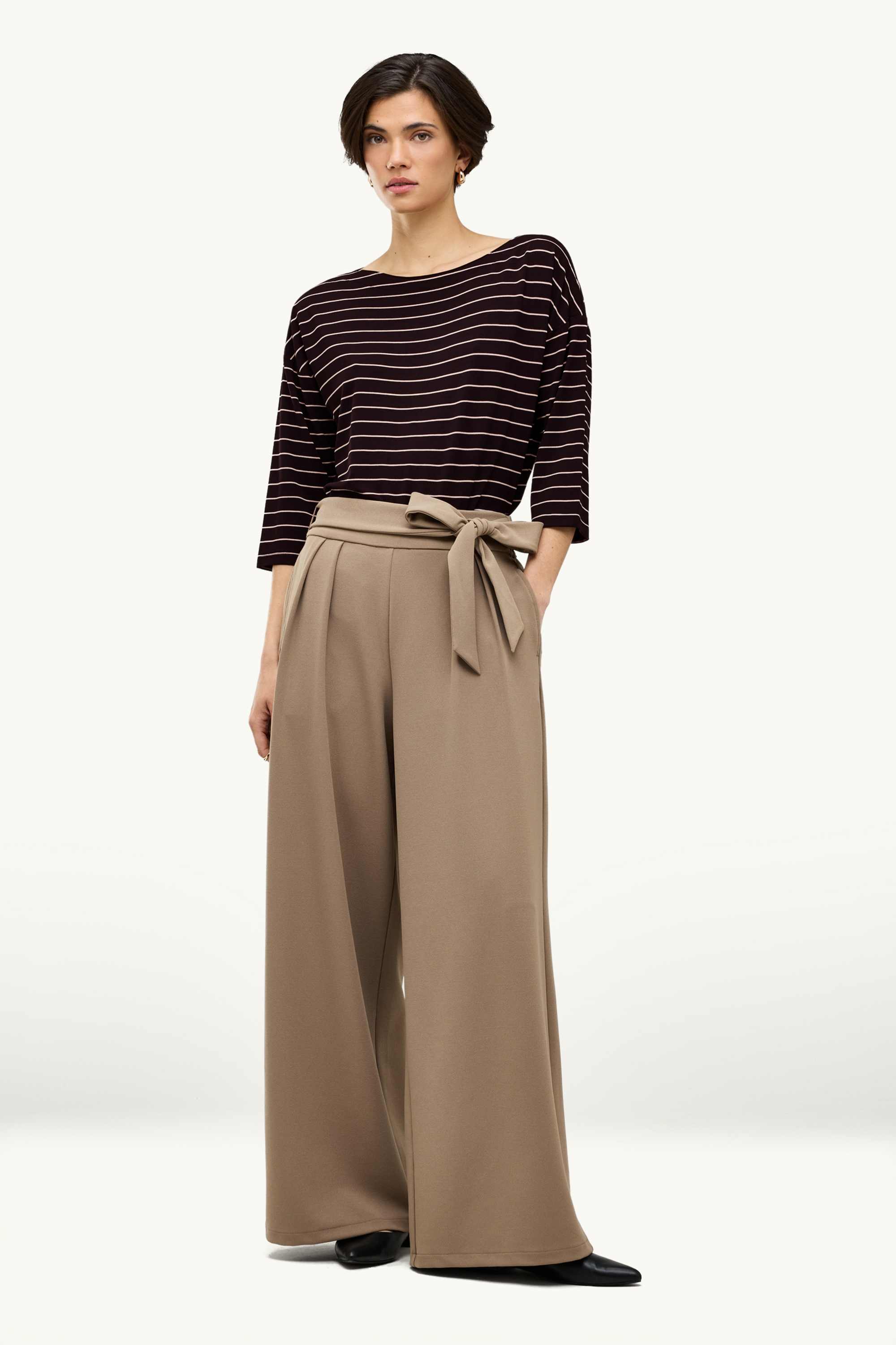 Long sleeve top - regular fit - striped black