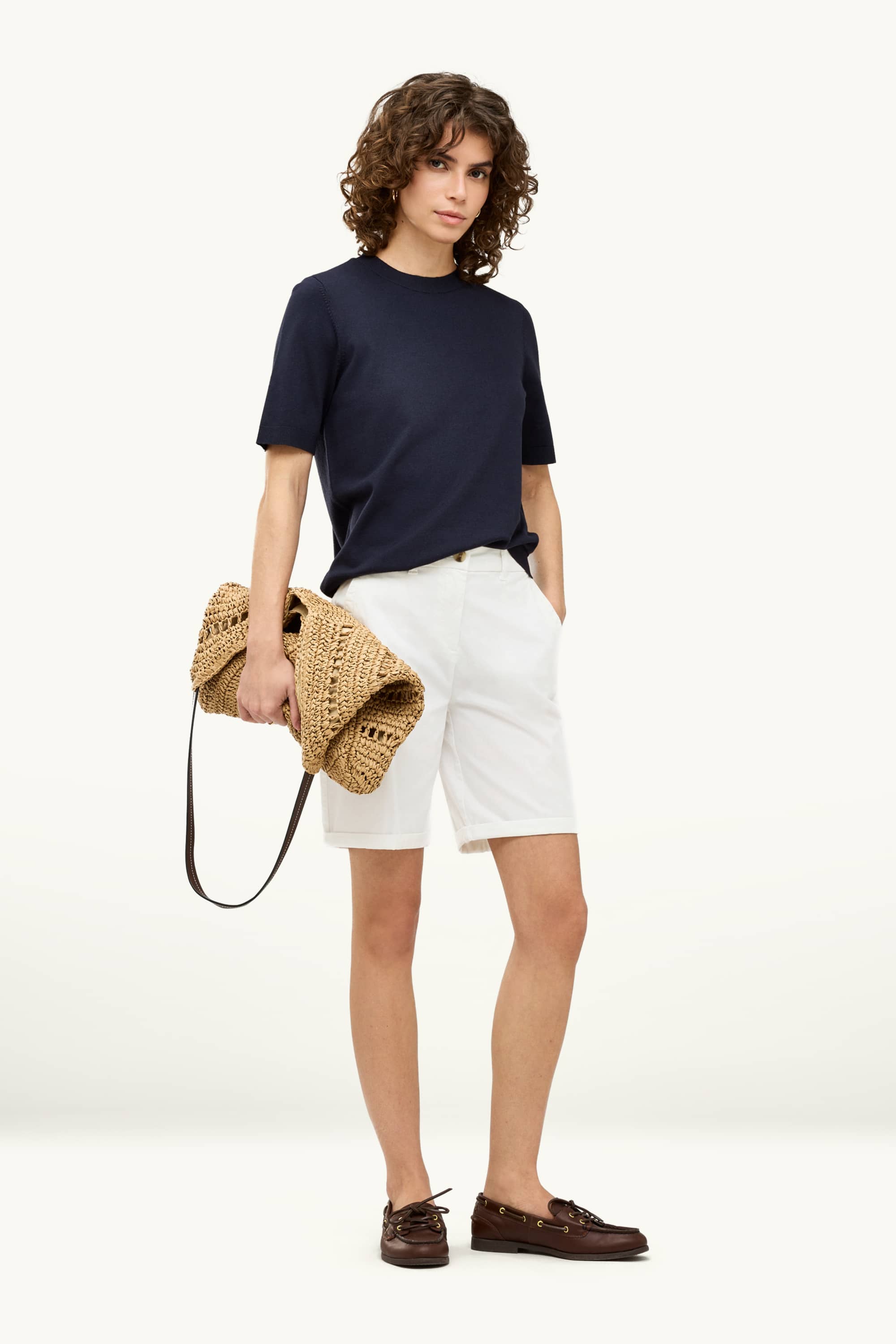 Knitted jumper - short sleeve dark blue