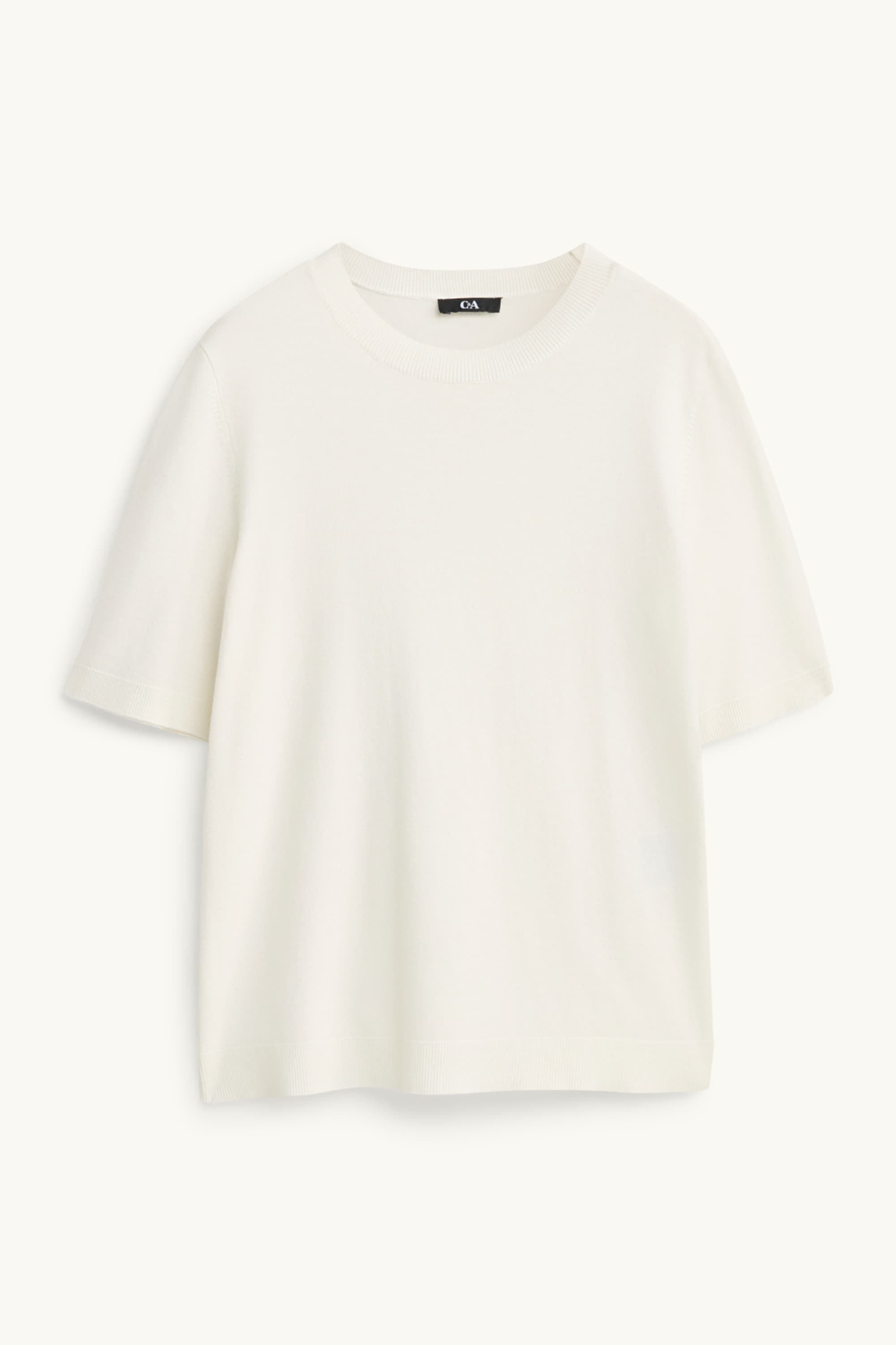 Knitted jumper - short sleeve white